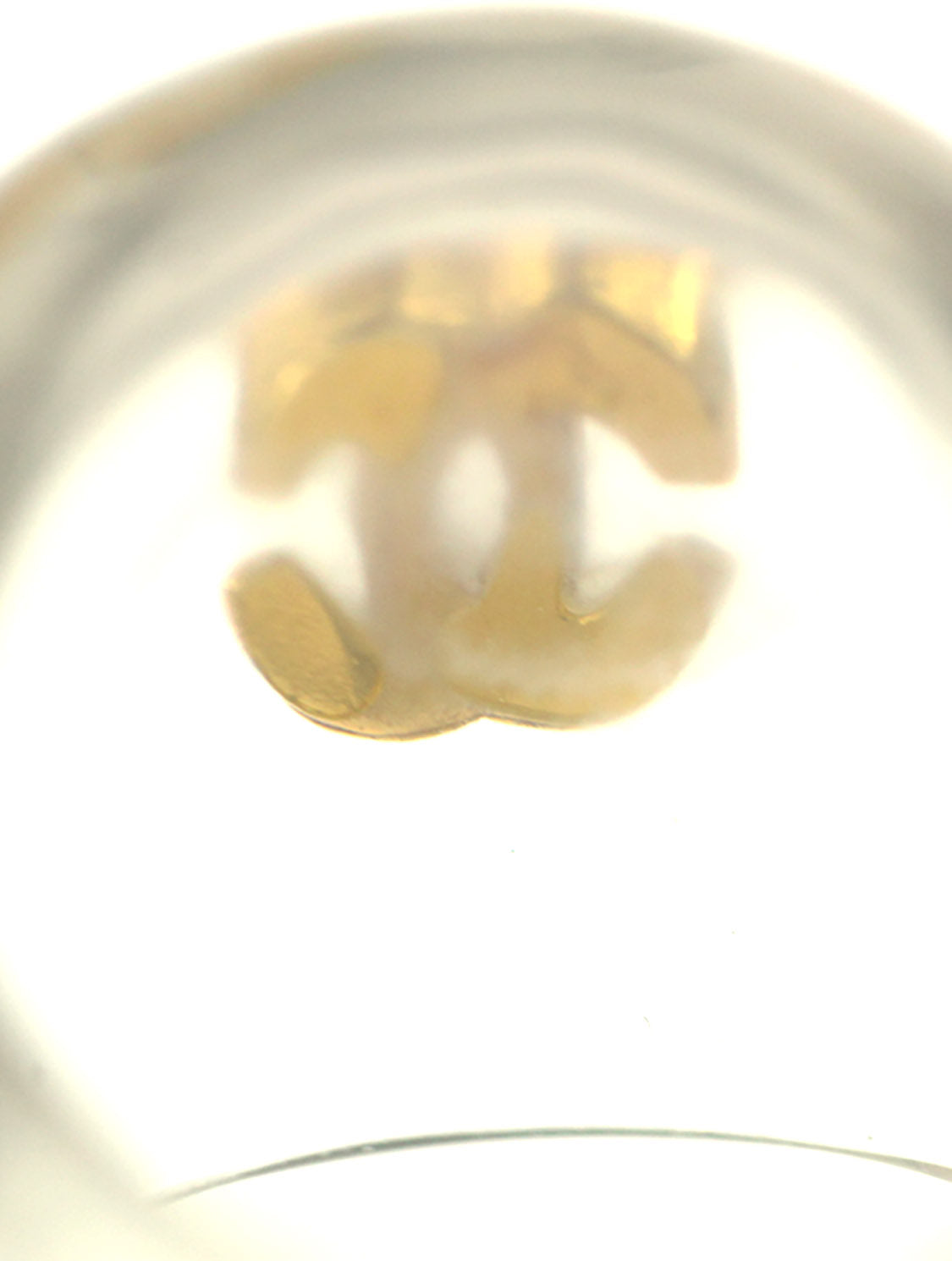 Chanel 2000s Clear Resin Gold CC Ring