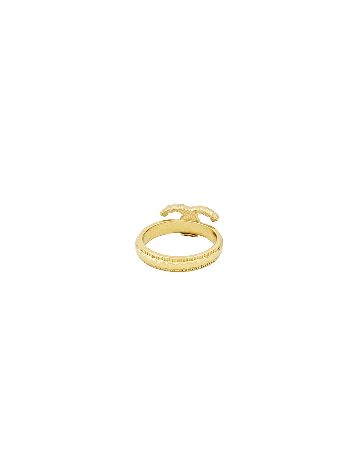 Chanel 2000s CC Gold Drop Pearl Ring