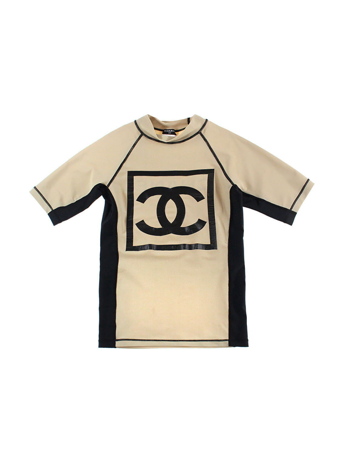 Chanel Rare Scuba Nylon CC Beige Short Sleeve