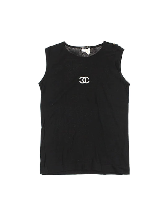 Chanel Sheer Rare Knit Black Tank