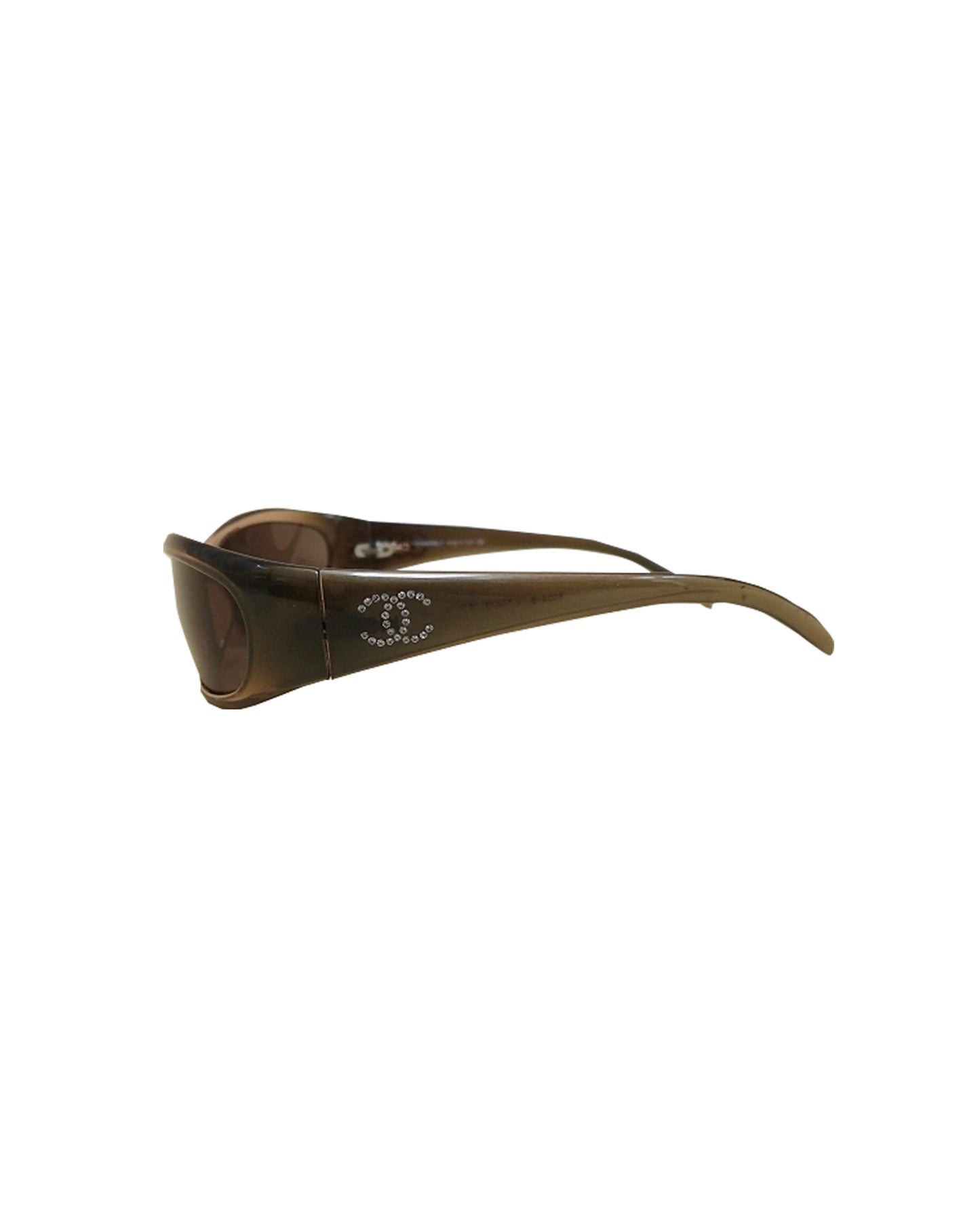 Chanel 2000s Black Gold Gradient Visor Sunglasses