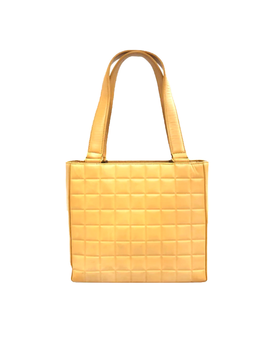 Chanel Tan Yellow CC Grid Shoulder Tote Bag