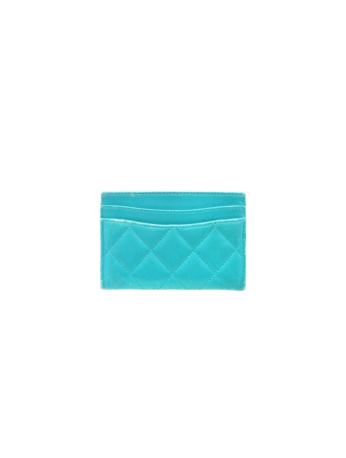 Chanel Teal Silver Hardware Cardholder
