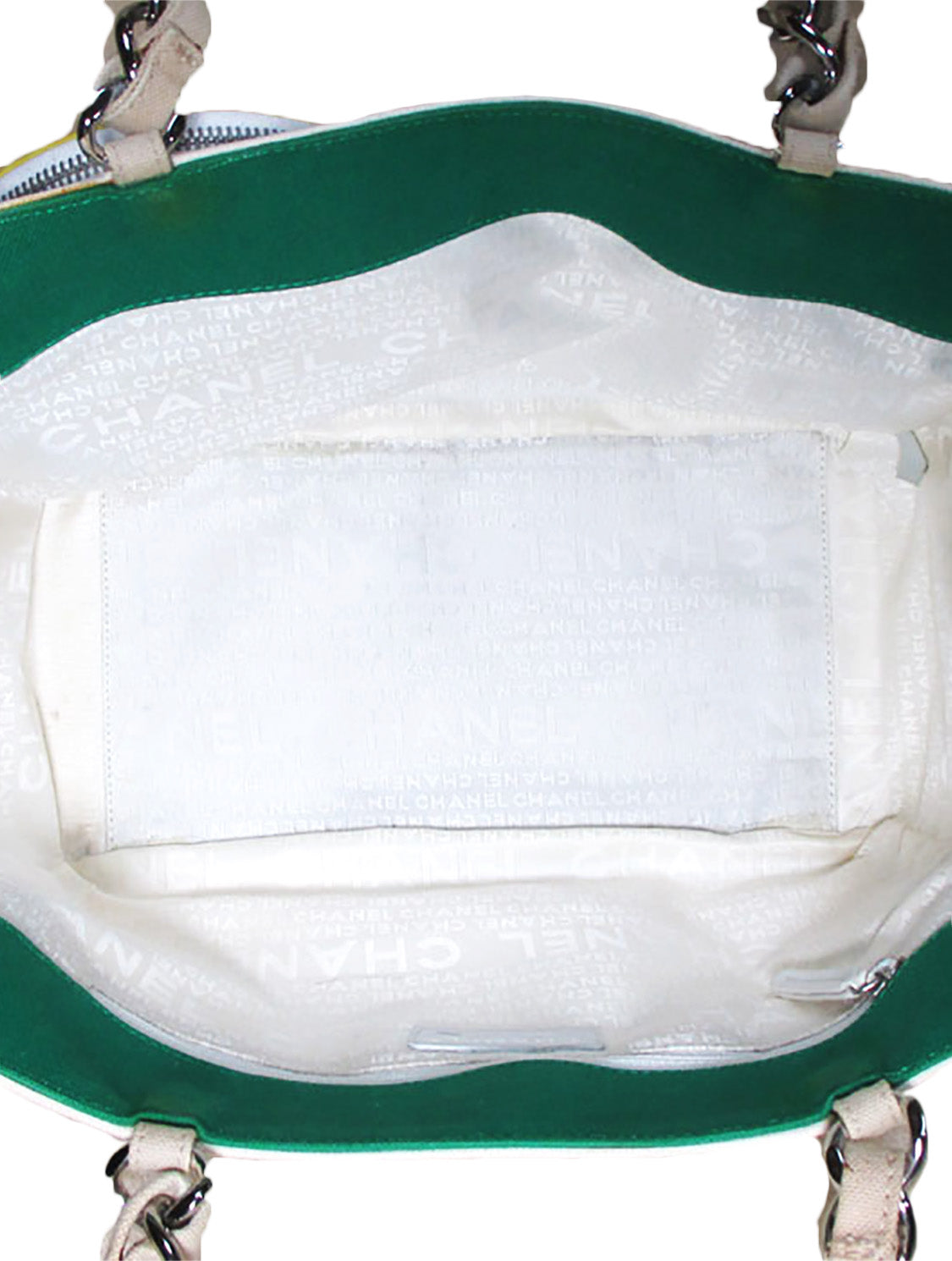 Chanel White and Green Quilted Number 5 Tote Bag