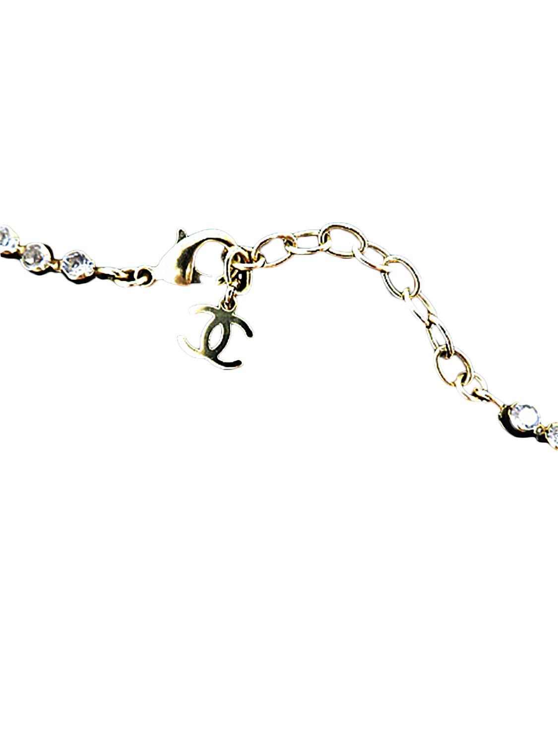 Chanel Triangular Rhinestone CC Charm Necklace