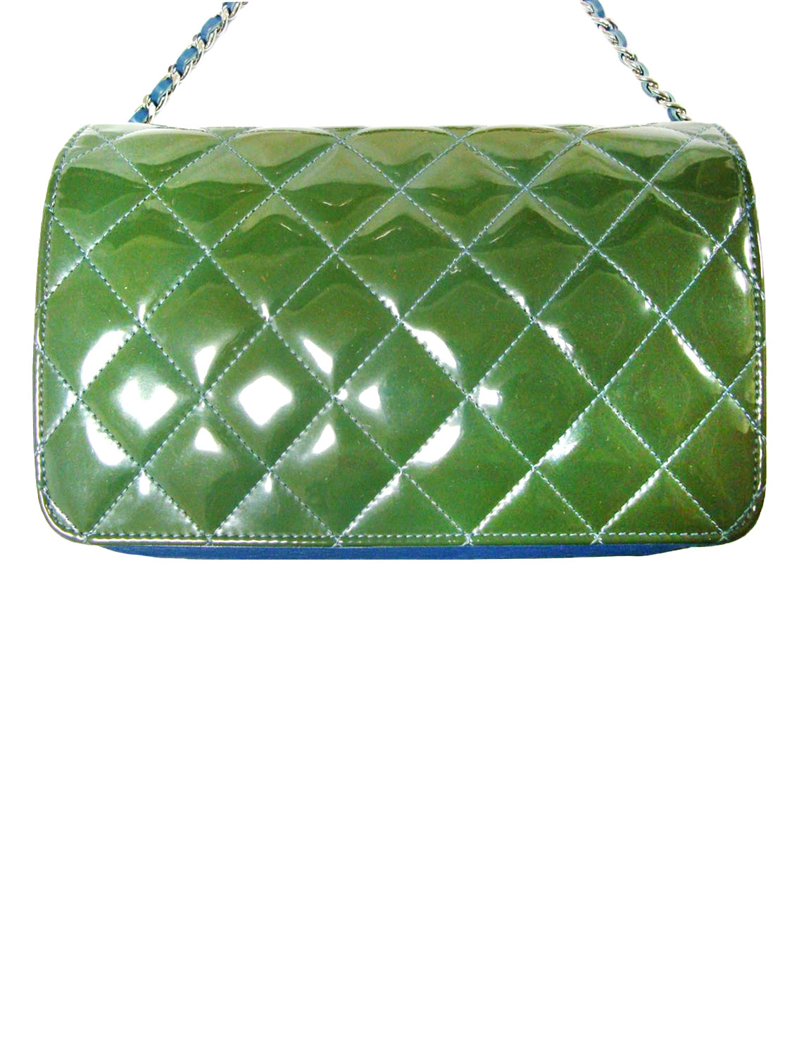 Chanel Rare FW 2011 Green Vinyl Patent Wallet on Chain