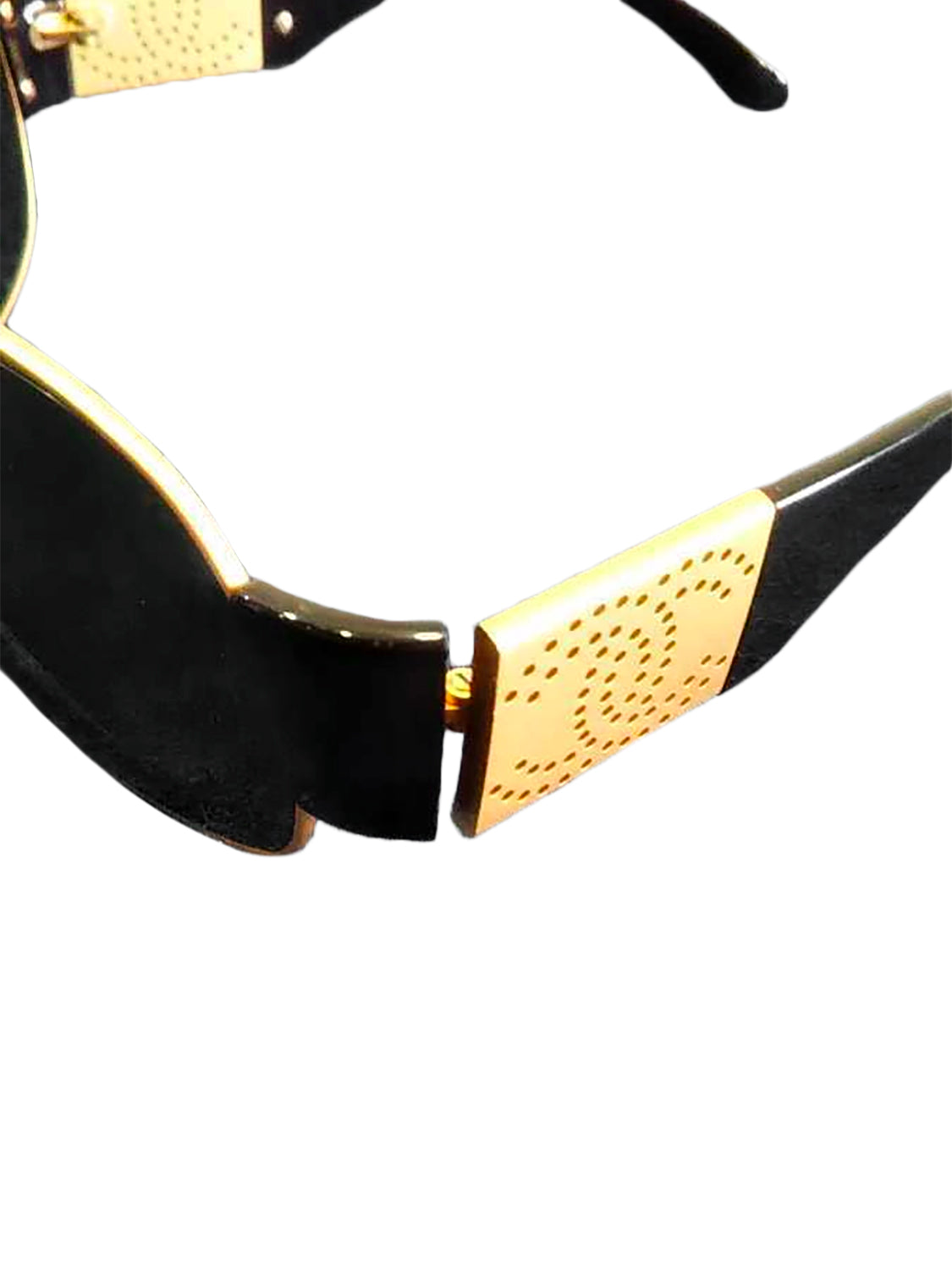Chanel 2000s Black and Gold Visor Sunglasses