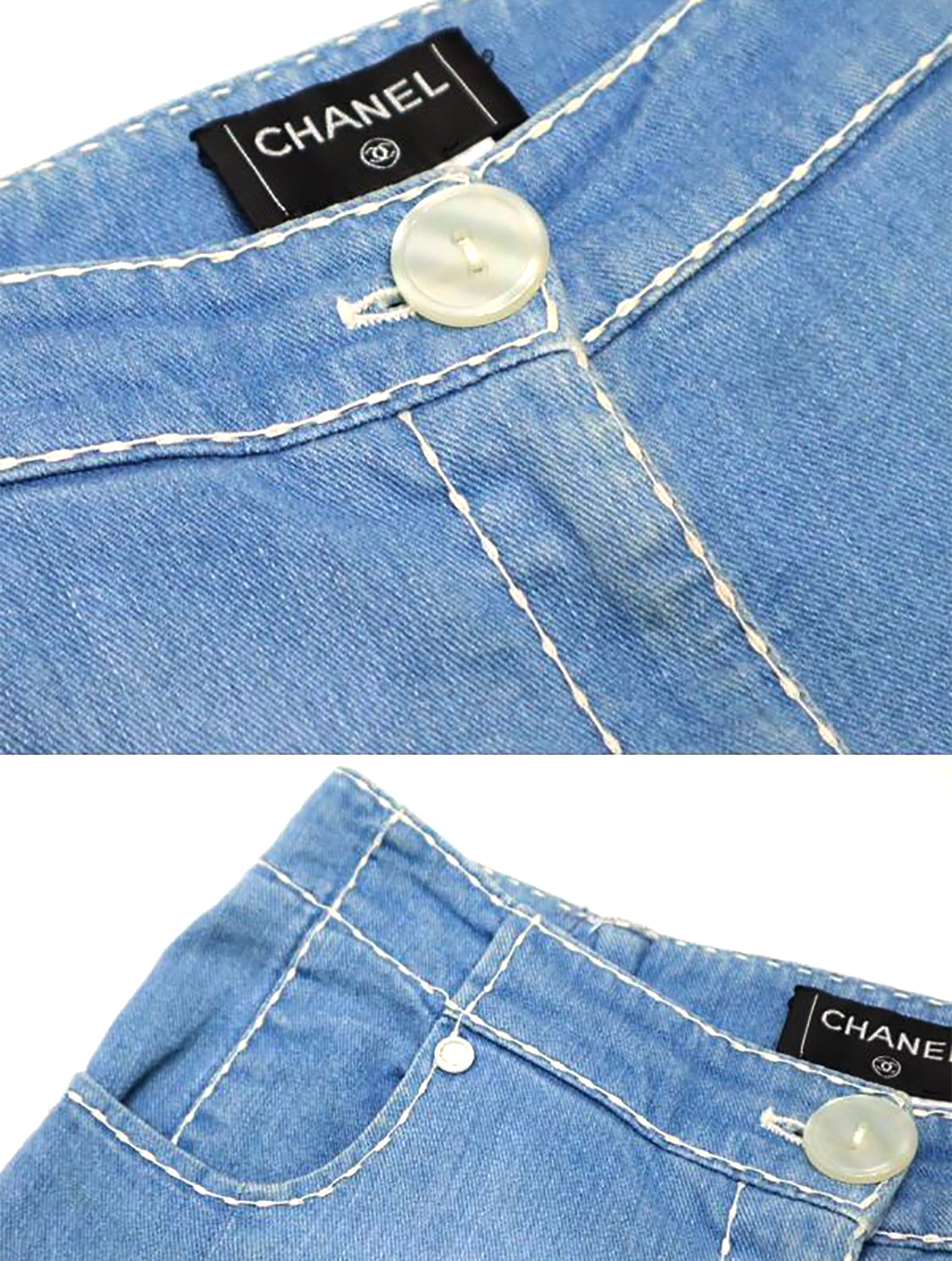 Chanel 2008 FW Rare Blue Denim Wide Leg Jeans