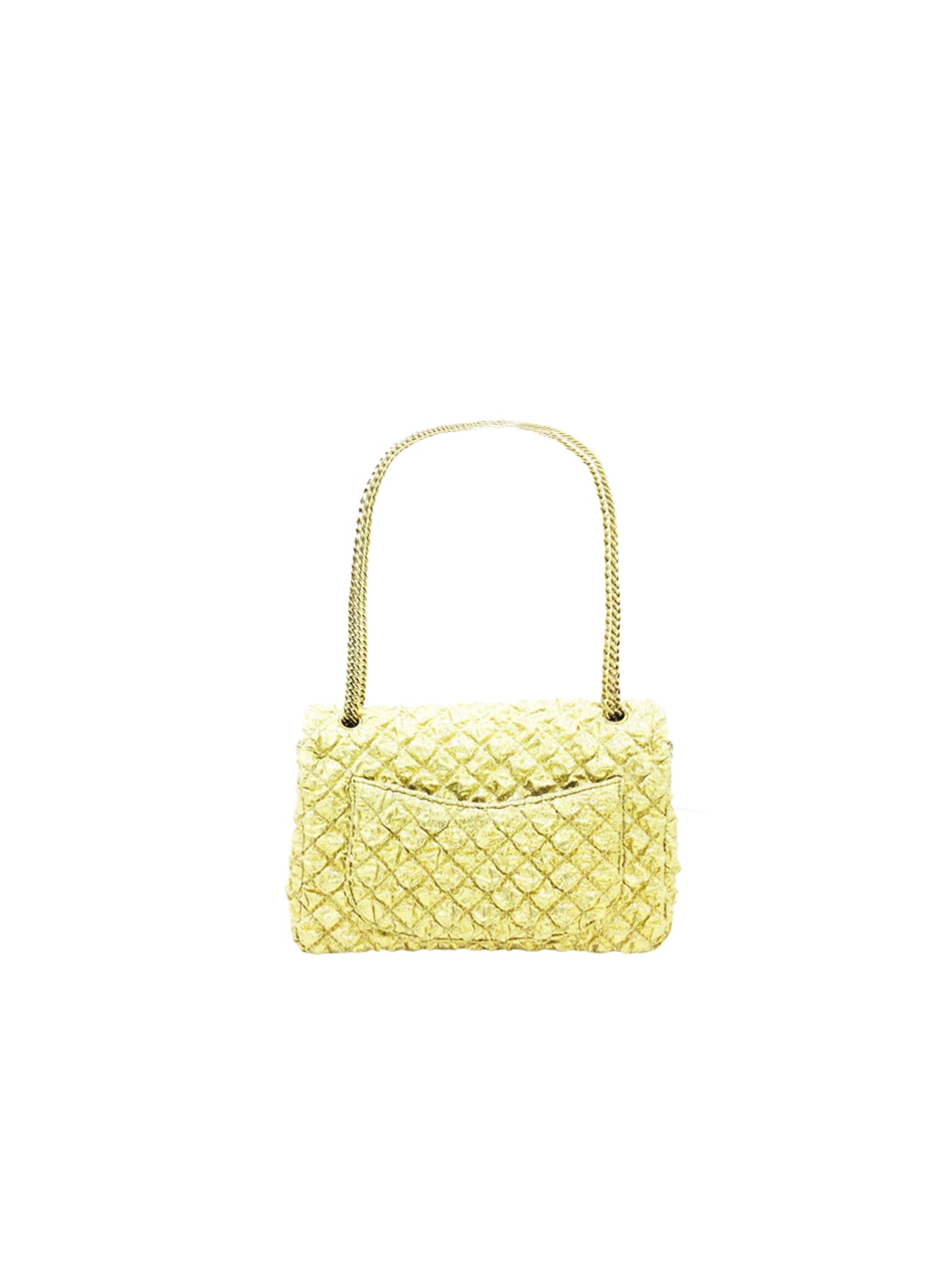 Chanel Ruched Gold Rare Flap Bag