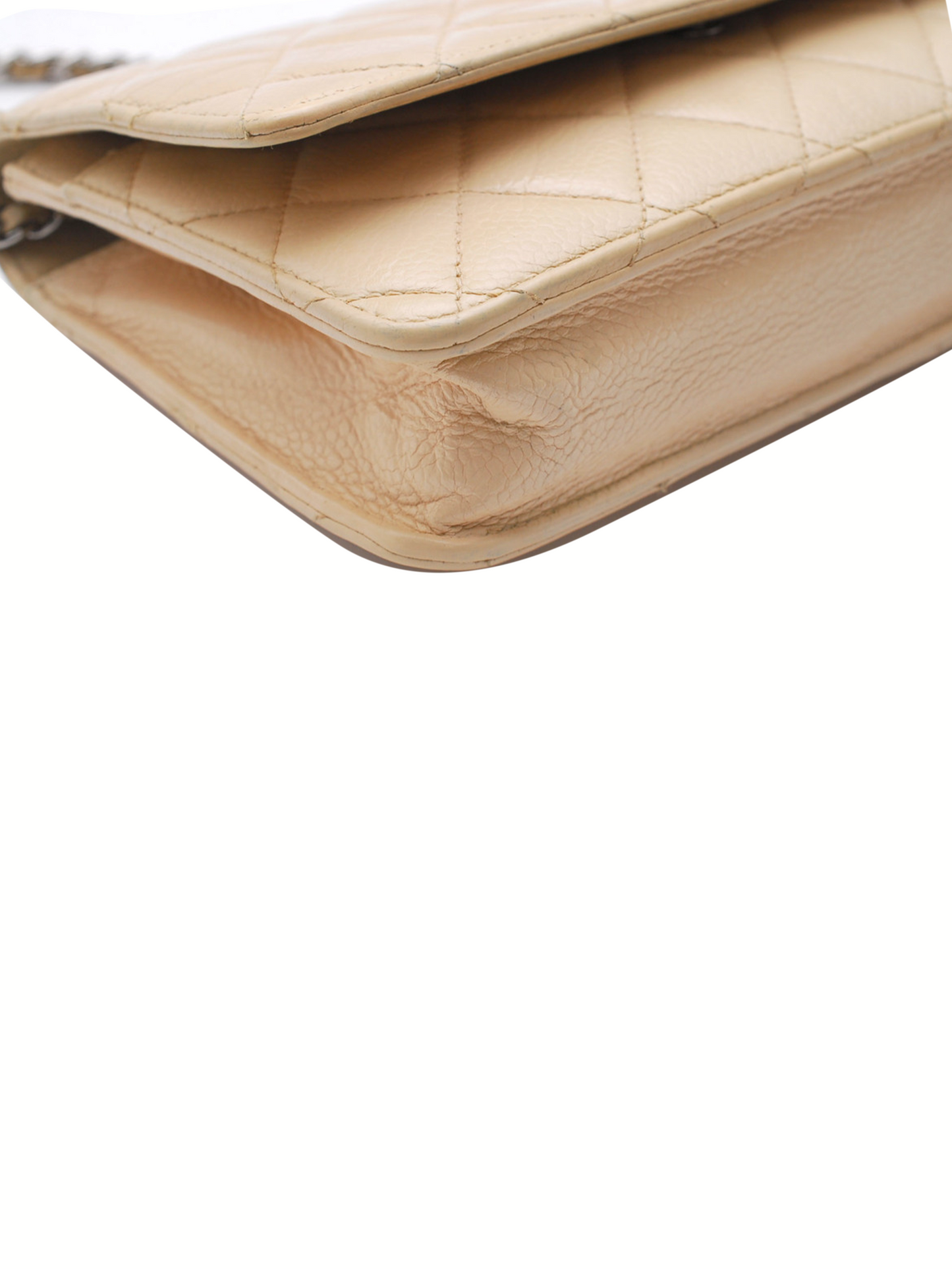 Chanel 1990s Nude Leather Wallet On Chain