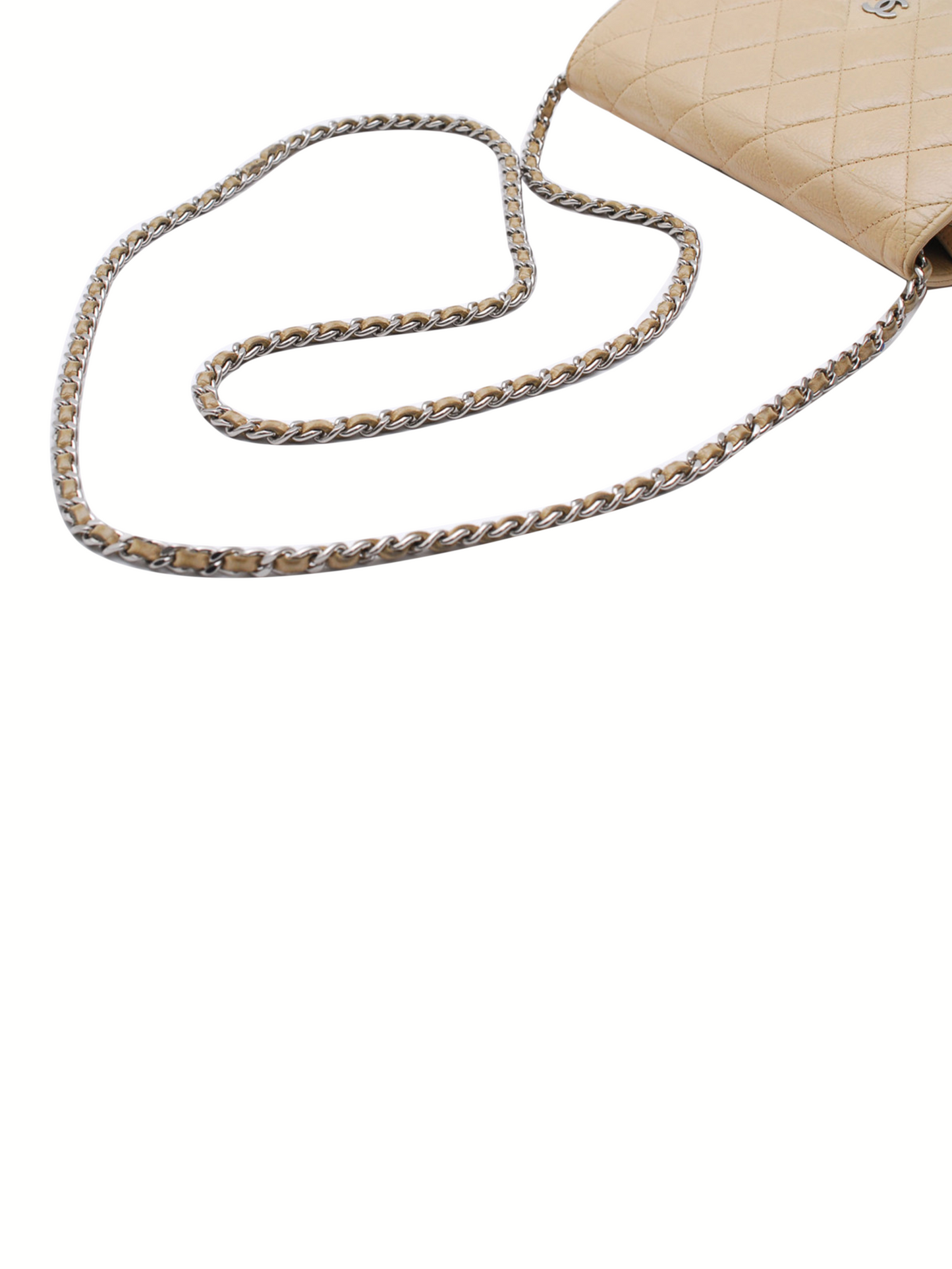 Chanel 1990s Nude Leather Wallet On Chain