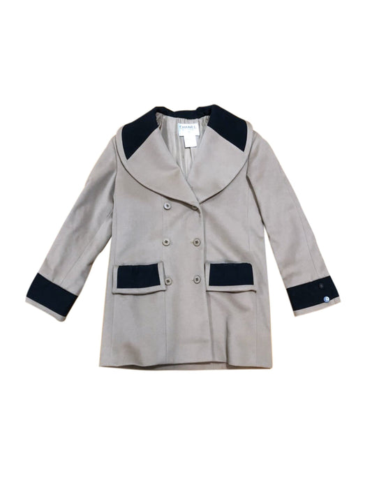 Chanel 2000s Gray and Black Wool Peacoat