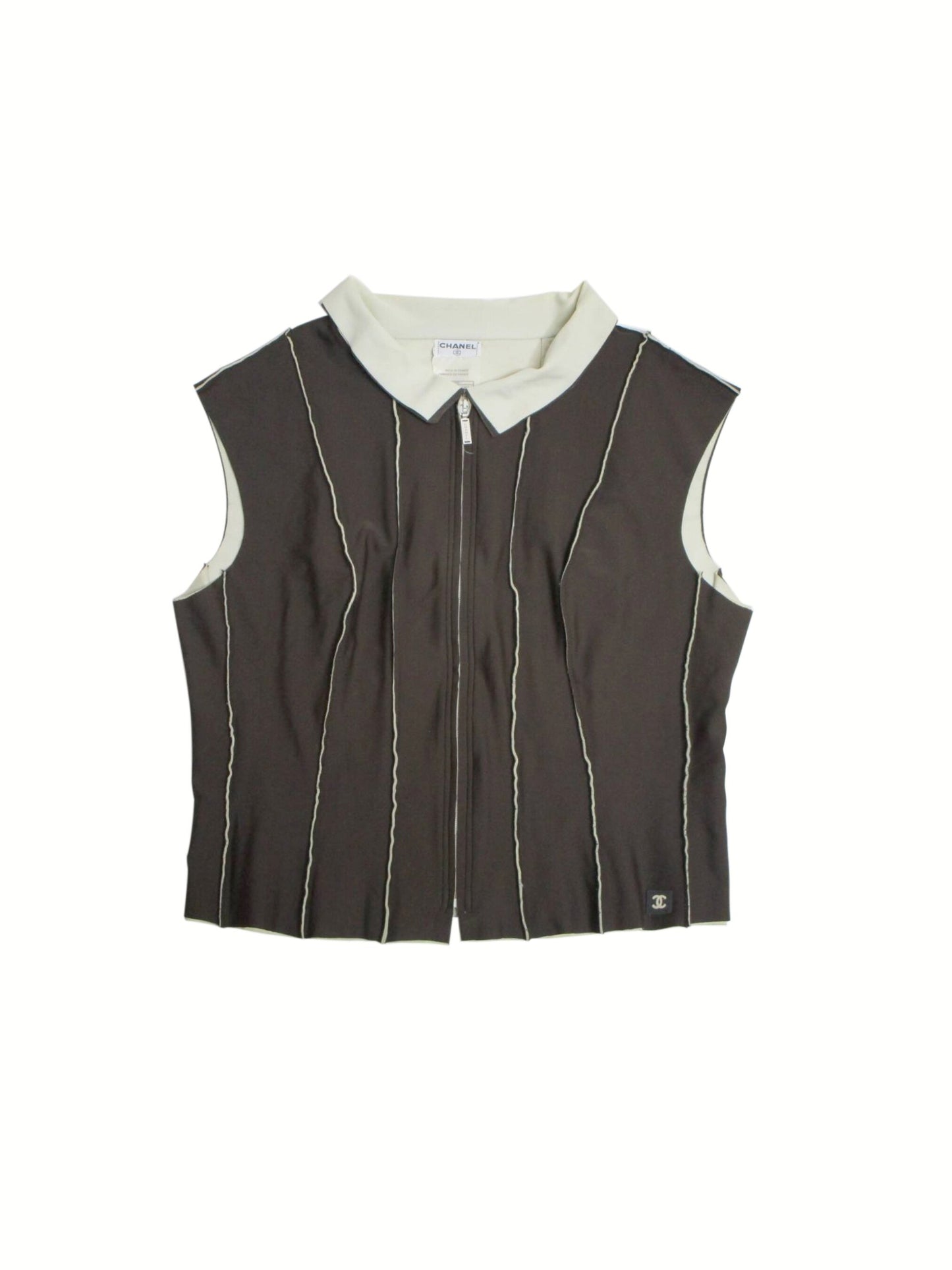 Chanel 2000s Black Cropped Stripe Vest