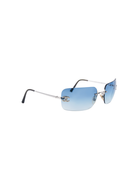 Chanel by Karl Lagerfeld 2000s Swarovski Embellished Rimless Sunglasses