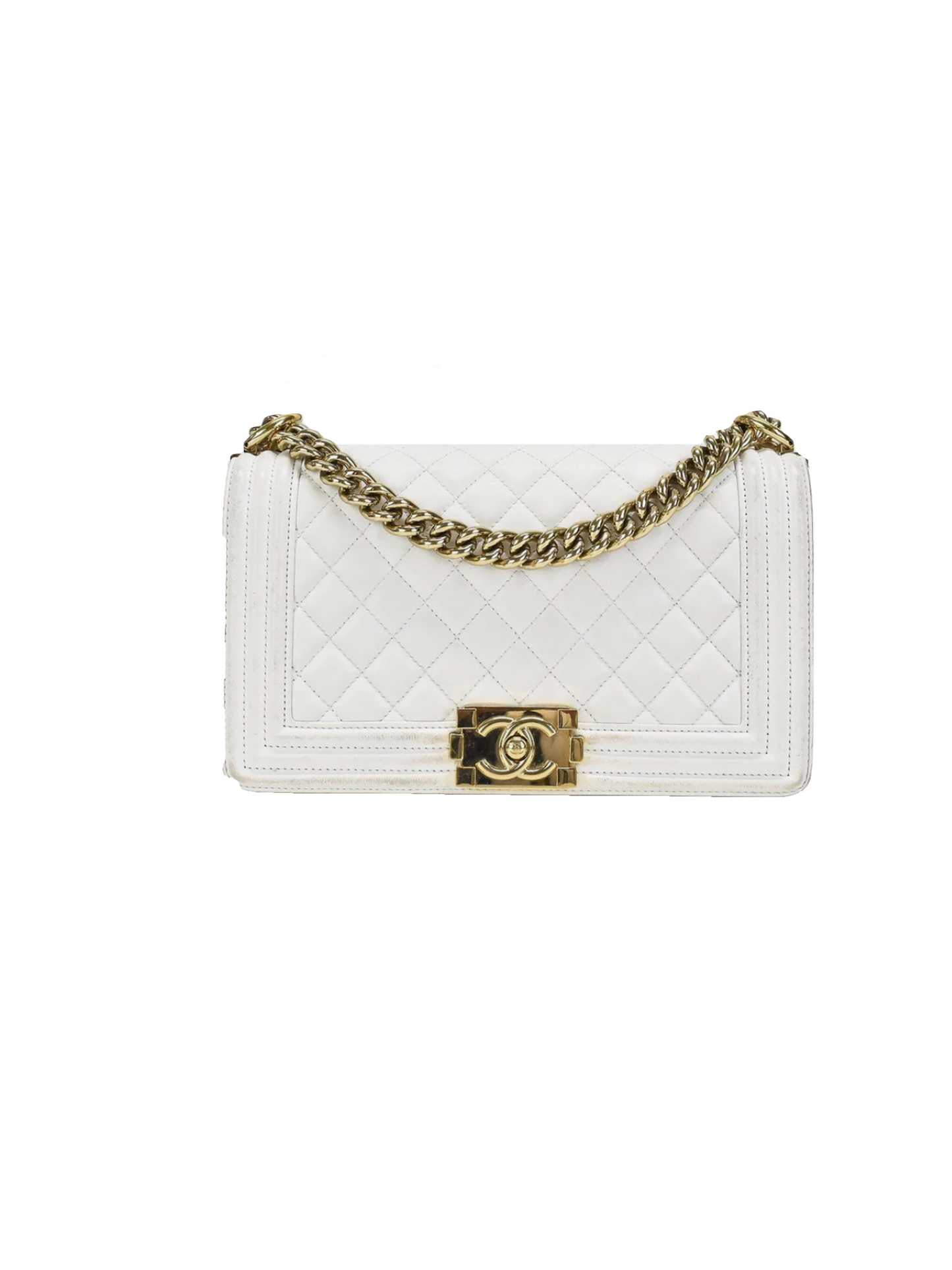 Chanel 2018 White Leather Boy Bag