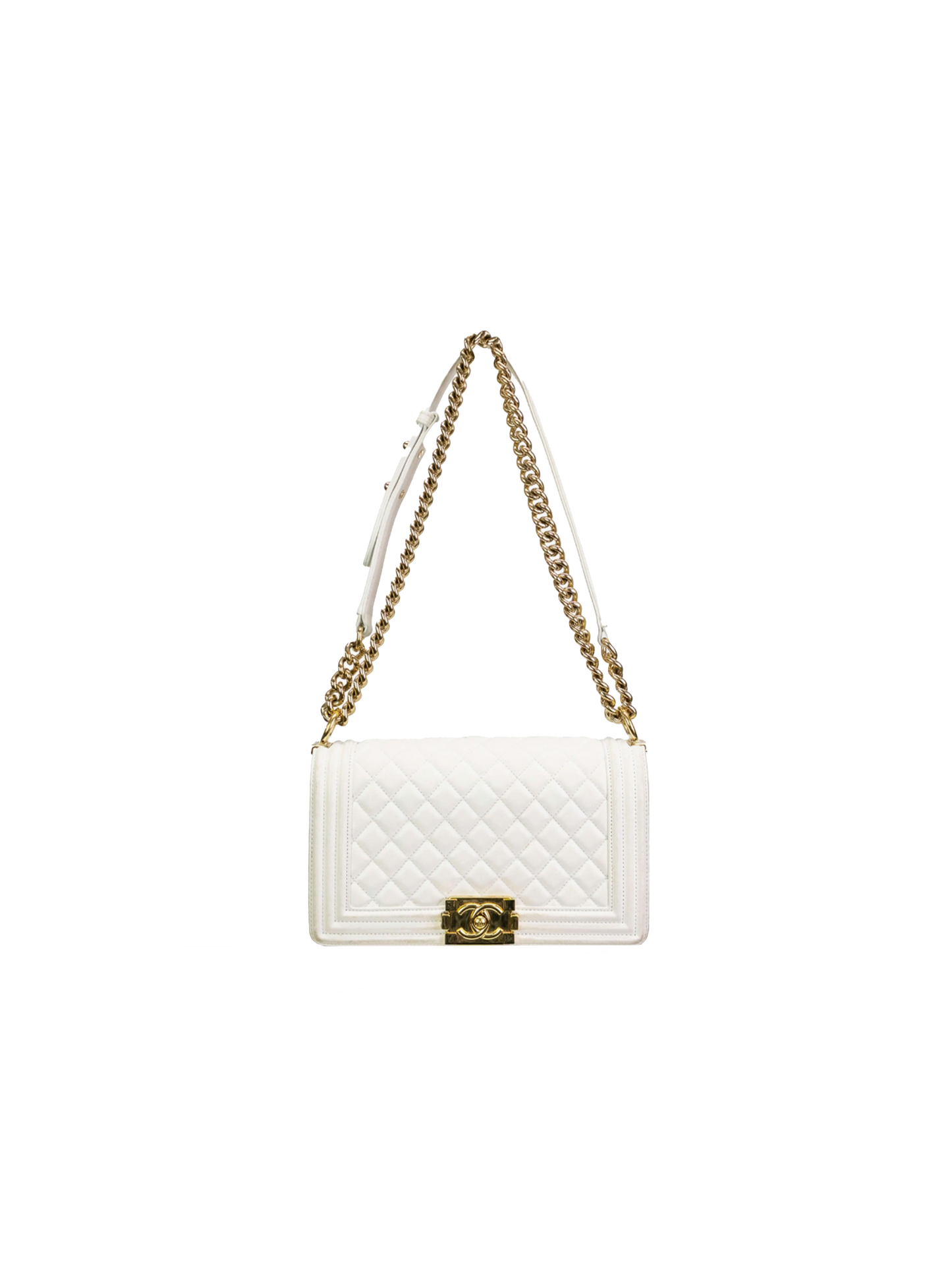 Chanel 2018 White Leather Boy Bag