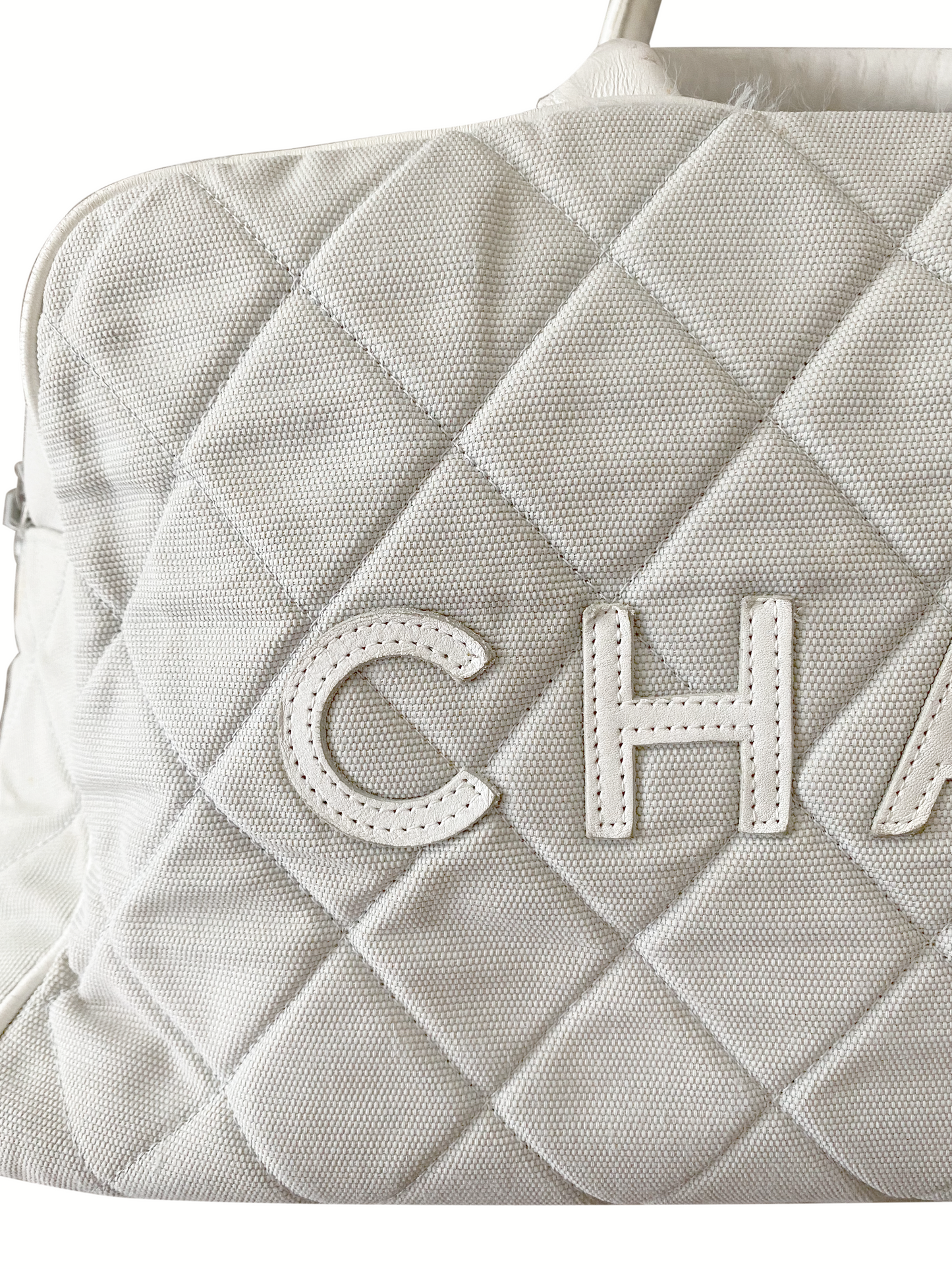Chanel White Quilted Sports Duffle