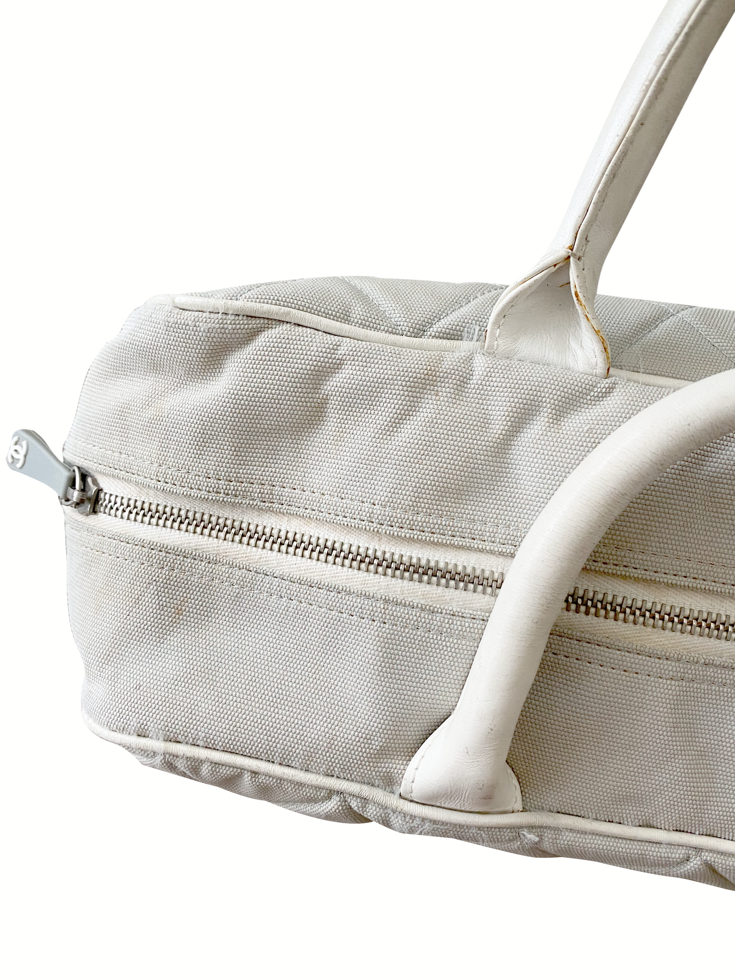 Chanel White Quilted Sports Duffle
