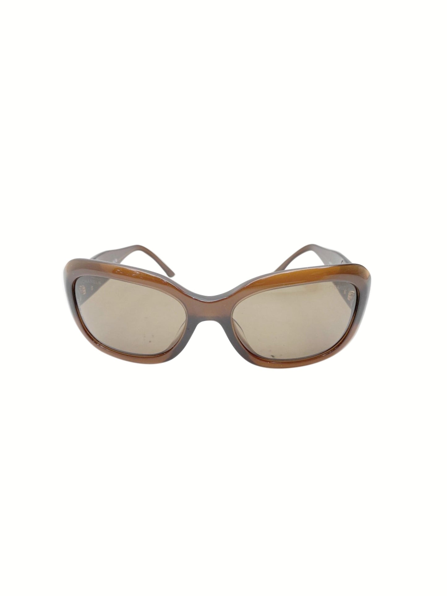 Chanel 2000s Brown Mix Resin Sunglasses