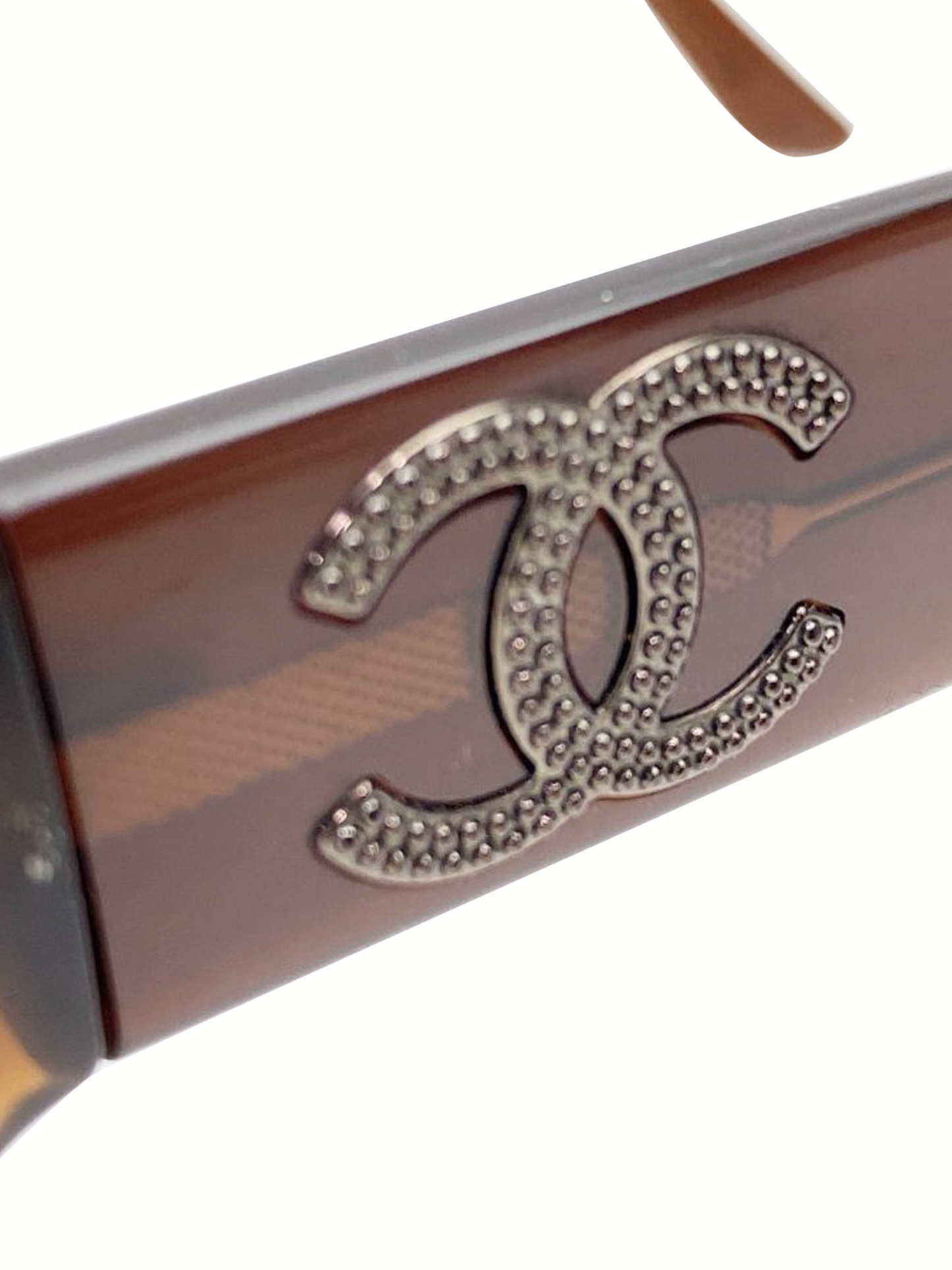 Chanel 2000s Brown Mix Resin Sunglasses