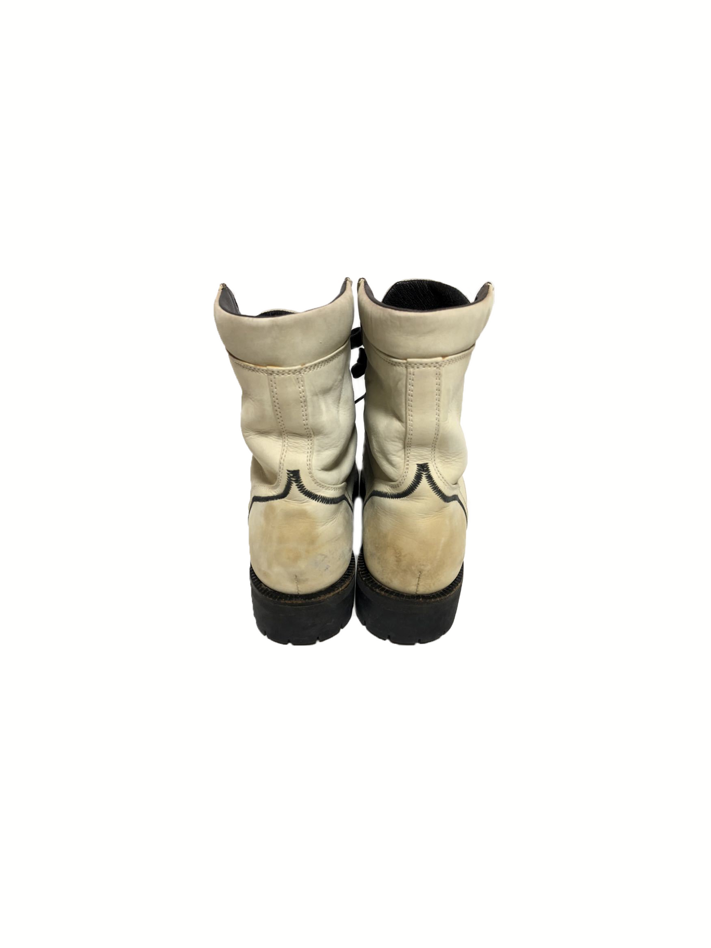 Chanel White and Black Leather Lace-up Boots