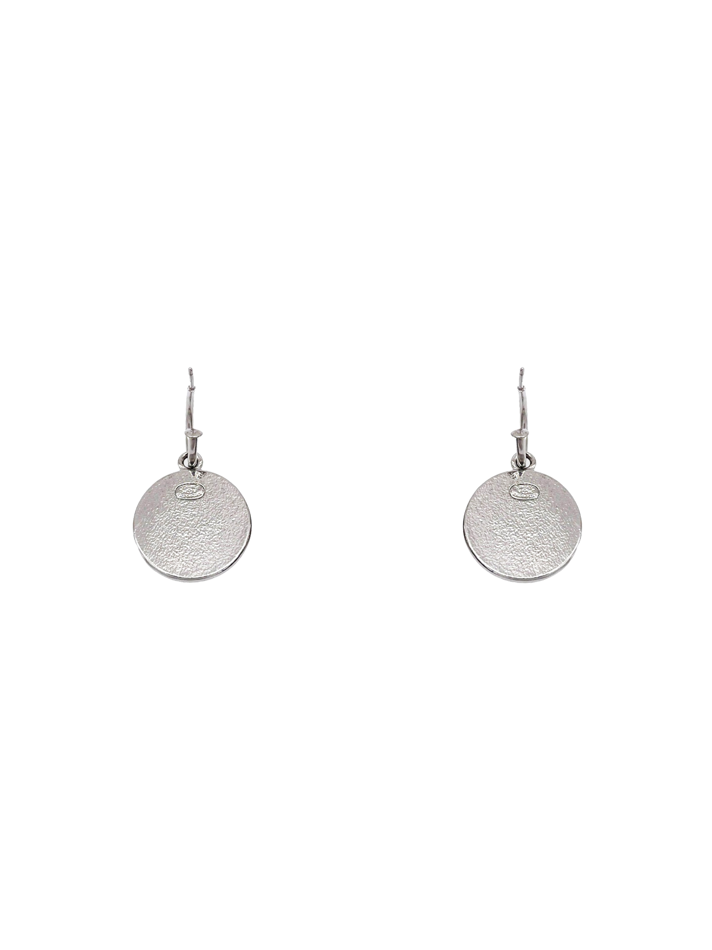 Chanel 1990s White Coco Mark Hoop Earring
