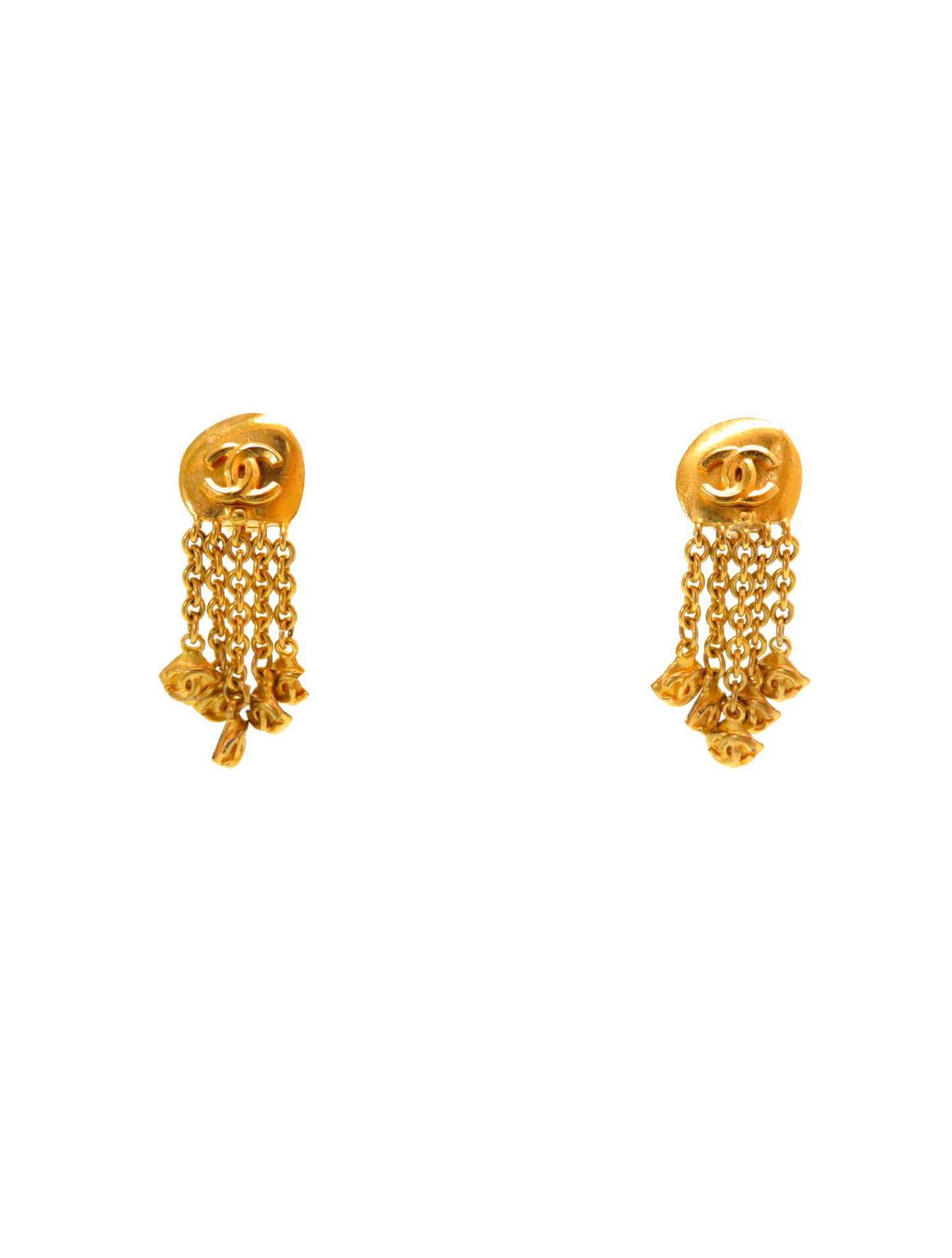 Chanel 1990s Rare Gold Coin Chandelier Clip-on Earrings