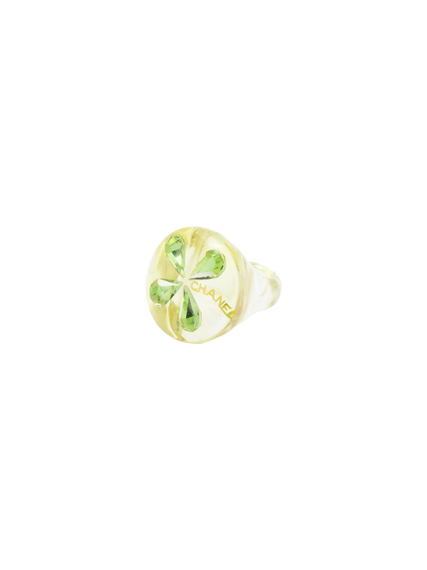 Chanel 2000s Green Clover Ring
