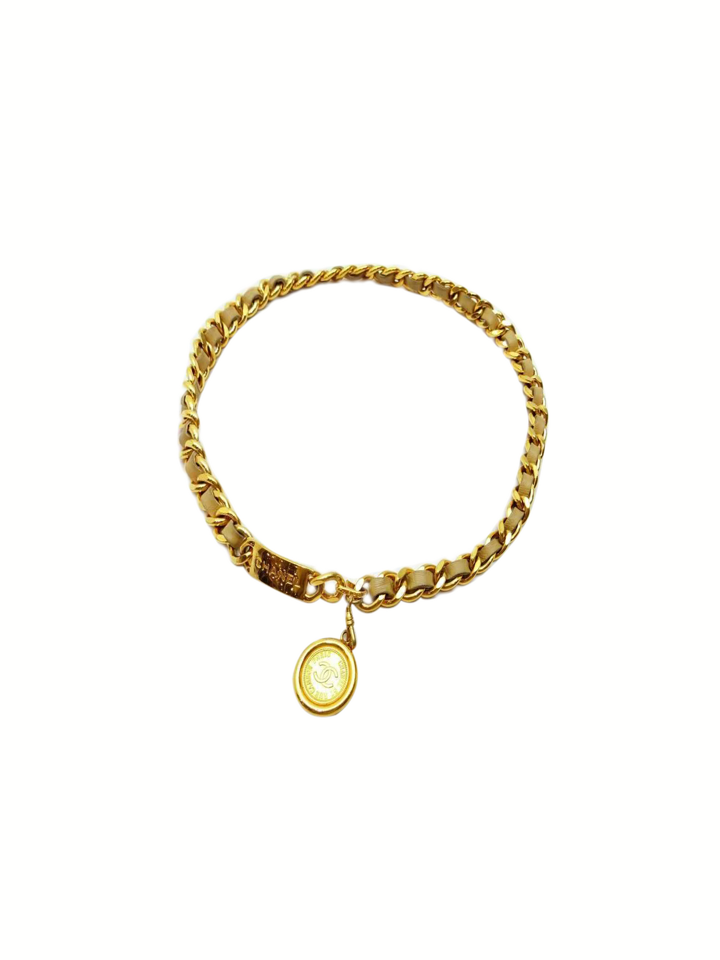 Chanel 2000s Gold and Cream Chain Belt