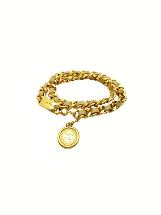 Chanel 2000s Gold and Cream Chain Belt
