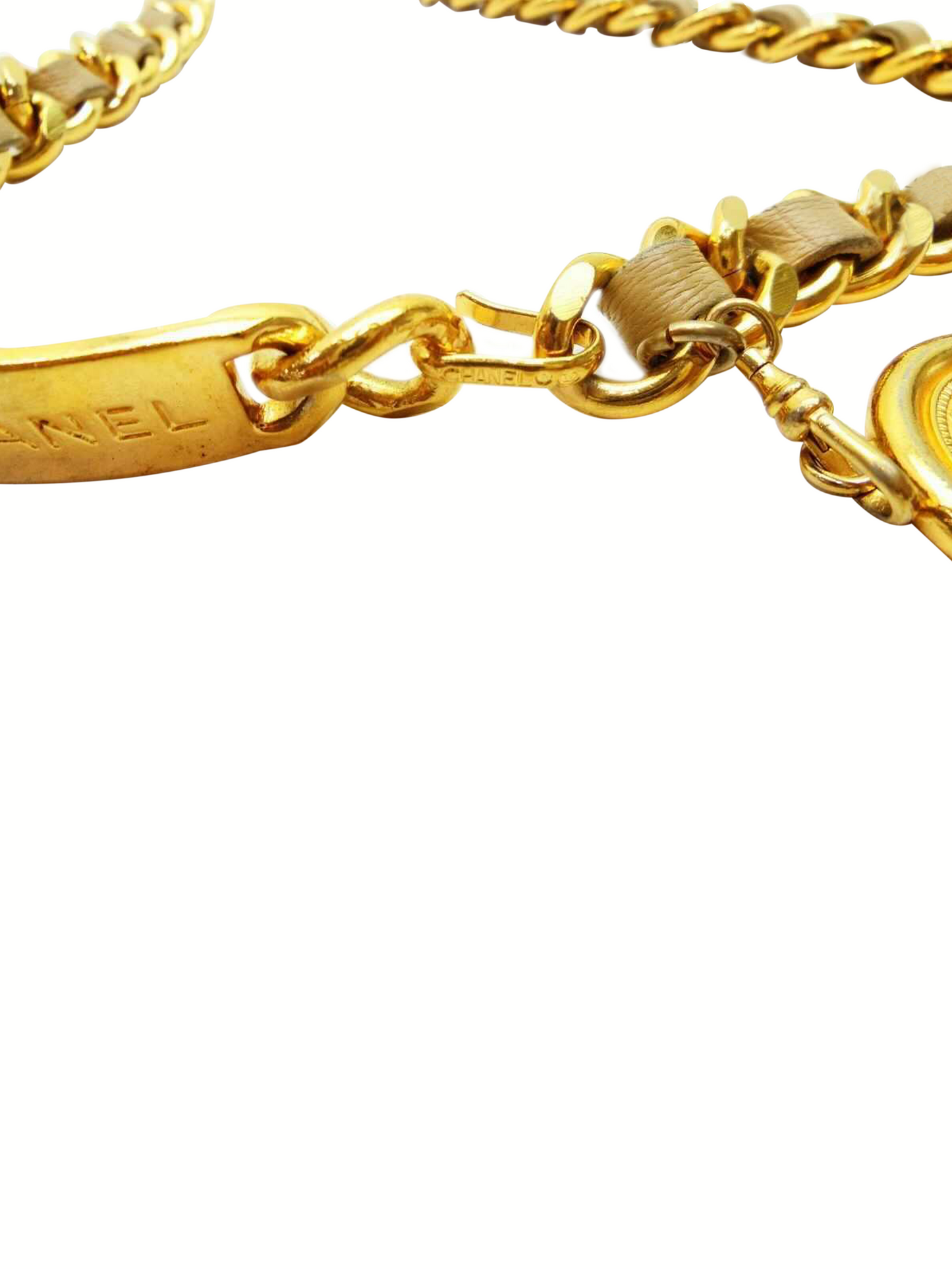 Chanel 2000s Gold and Cream Chain Belt