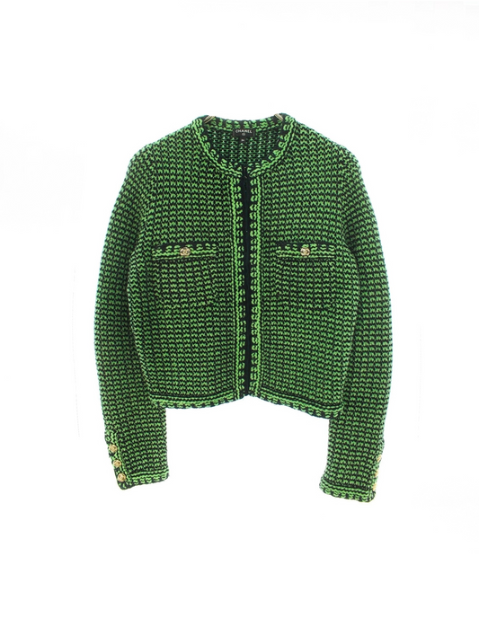 Chanel 2000s Green Tweed Short Jacket