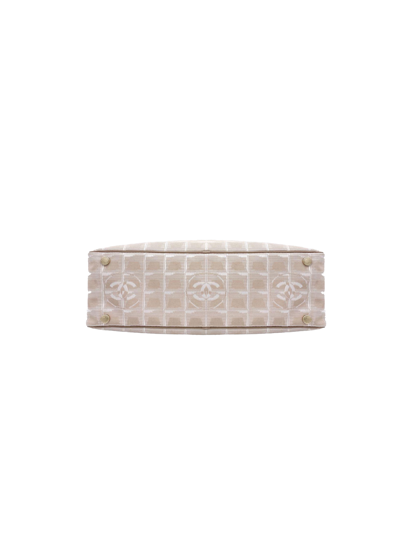 Chanel 2003 Beige Nylon CC Logo Travel Line Bowler Bag