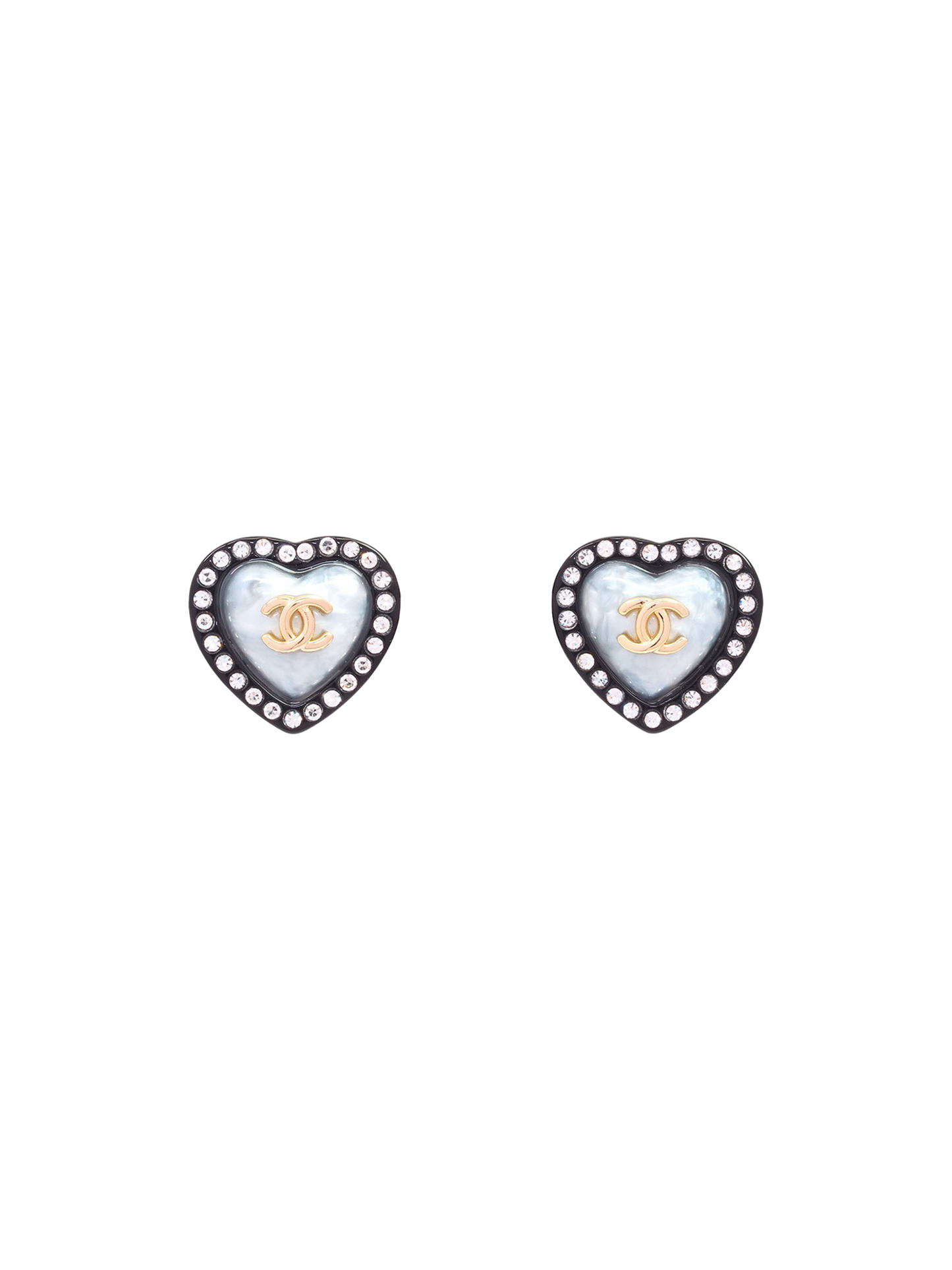 Chanel 2000s Rare Pearl Heart Earrings