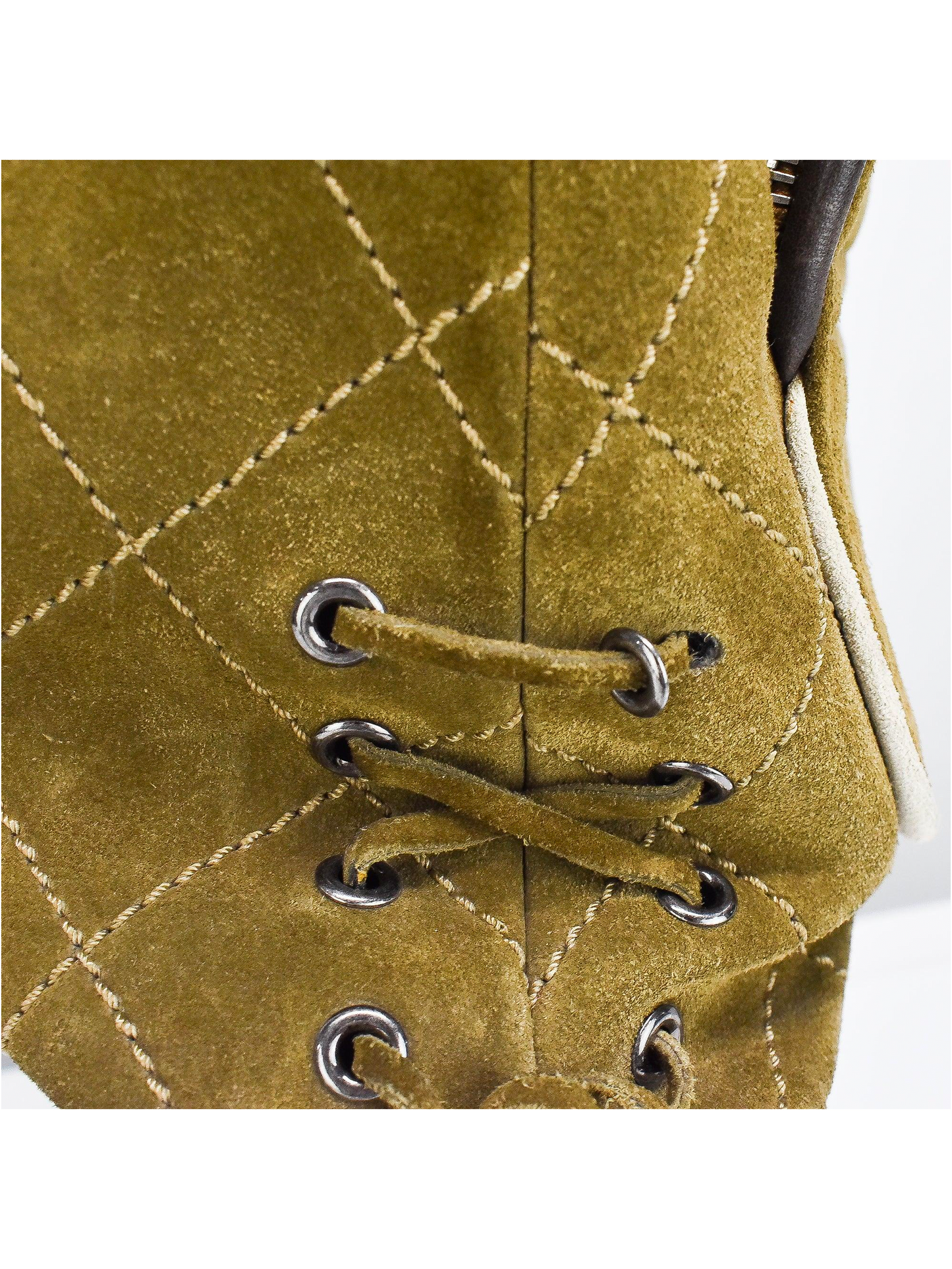 Chanel 2015 Olive Suede Hunting Bag