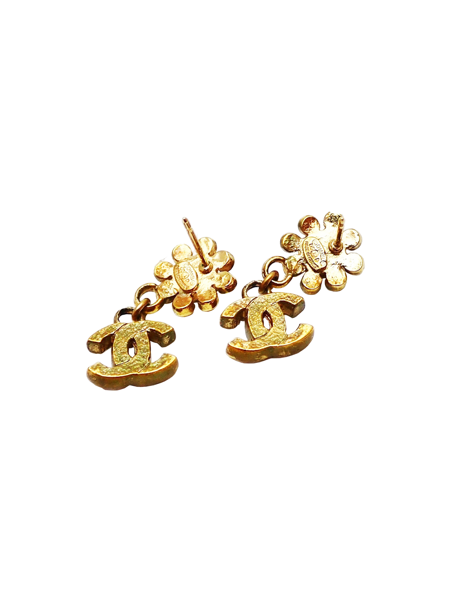 Chanel Rhinestone Rare Floral Cocomark Earrings