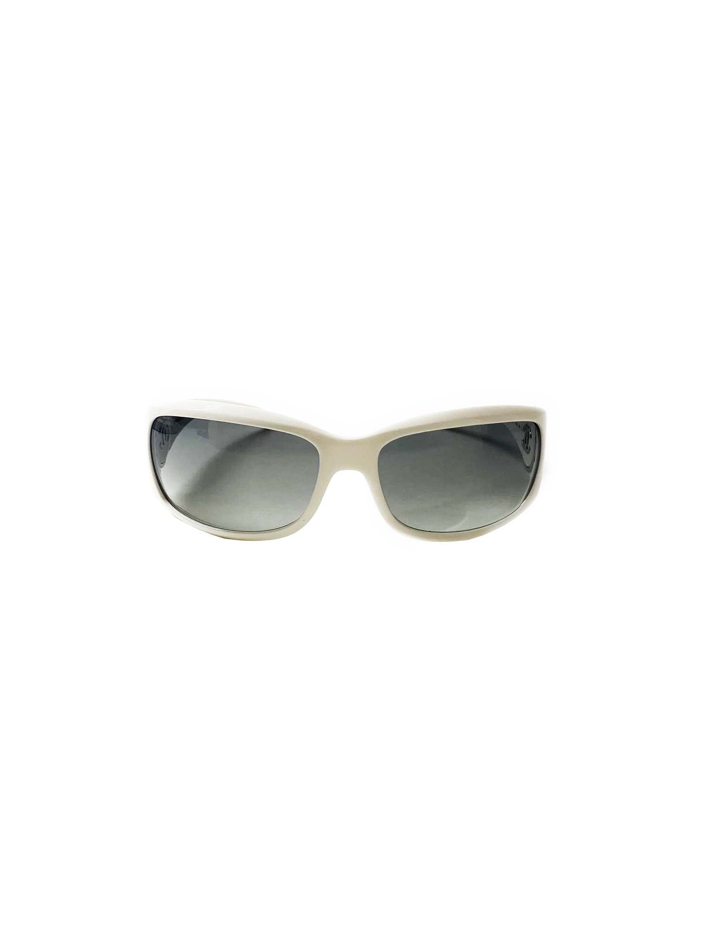 Chanel 2000s White Rectangle Ombre Lens Sunglasses