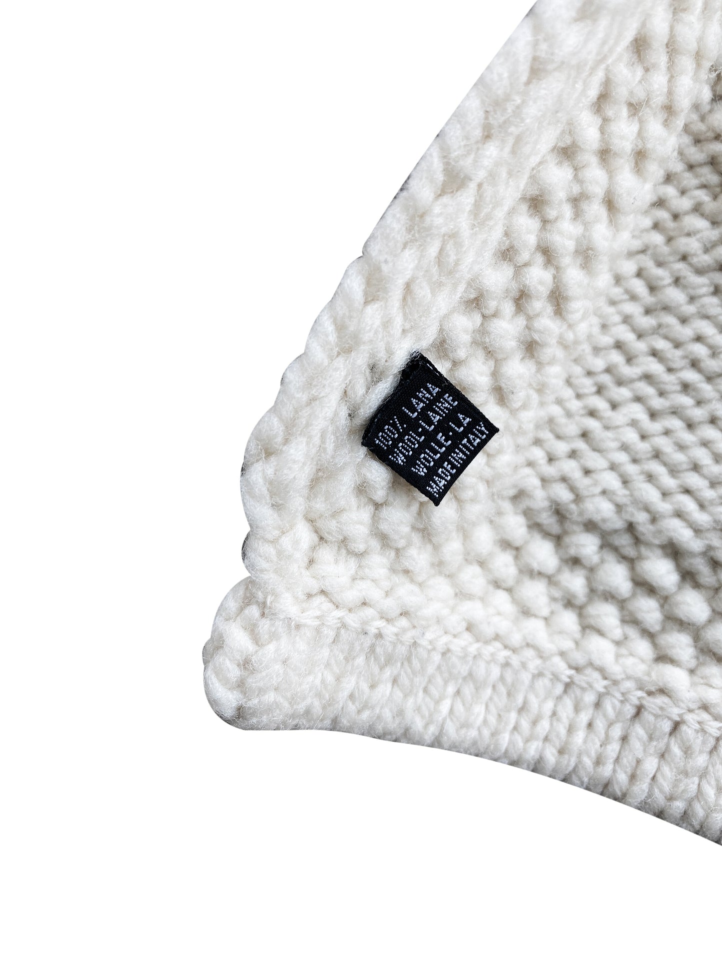 Chanel 2000s Cream Logo Wool CC Knit Scarf