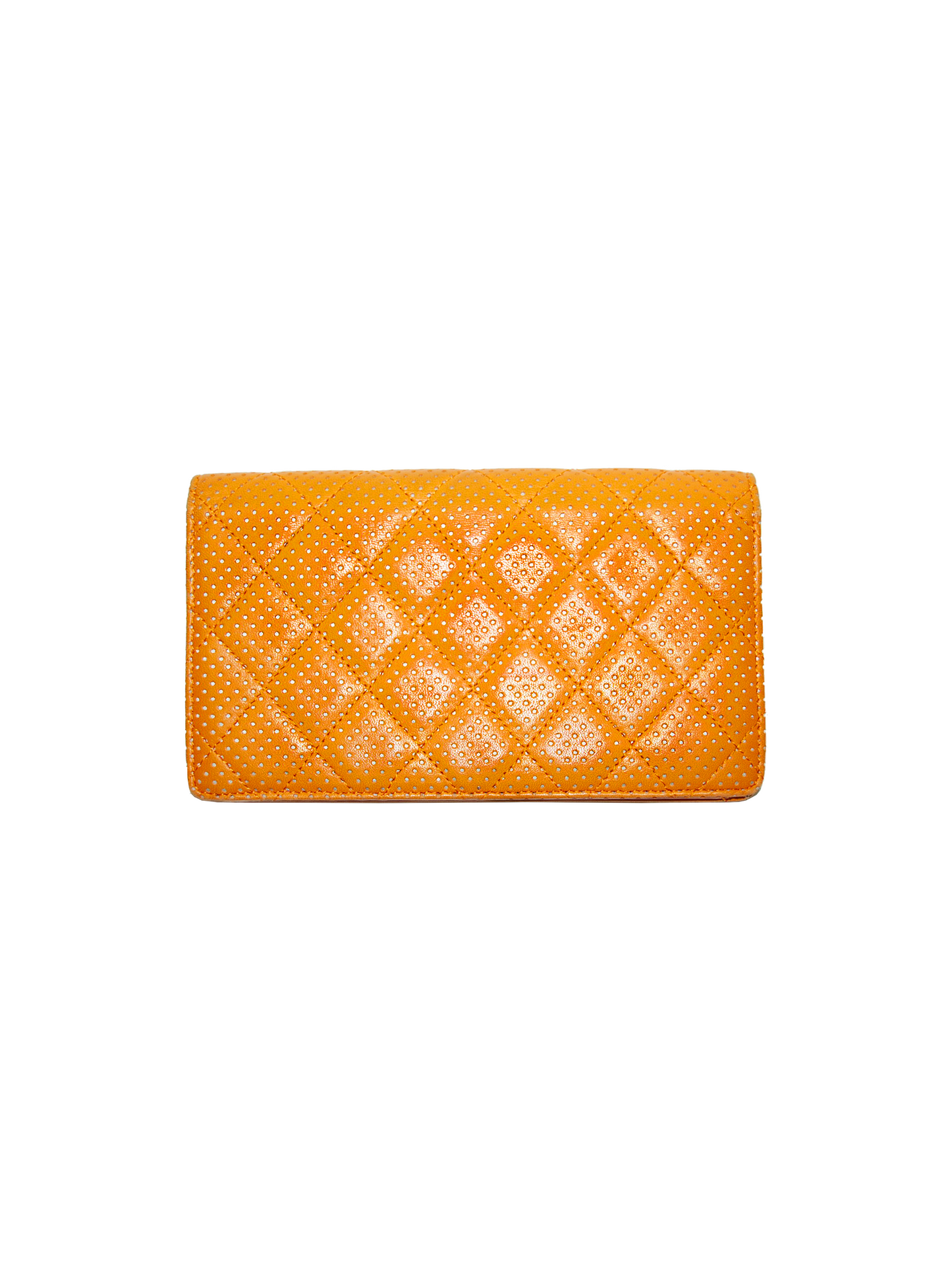 Chanel 2000s Orange Perforated Bi-Fold Wallet