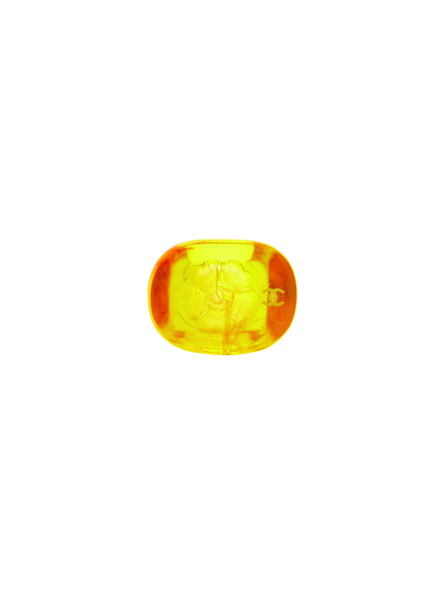 Chanel 2000s Orange Resin Camellia Ring