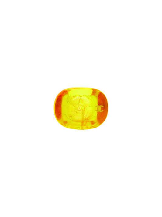 Chanel 2000s Orange Resin Camellia Ring