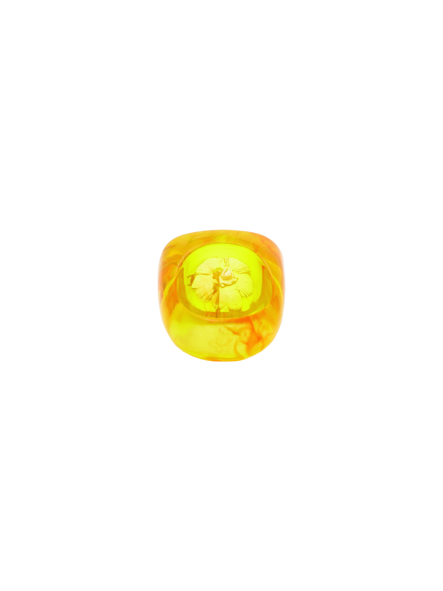 Chanel 2000s Orange Resin Camellia Ring