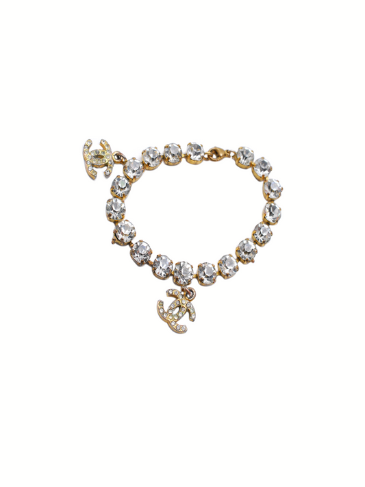 Chanel 2000s Gold and Rhinestone Bracelet