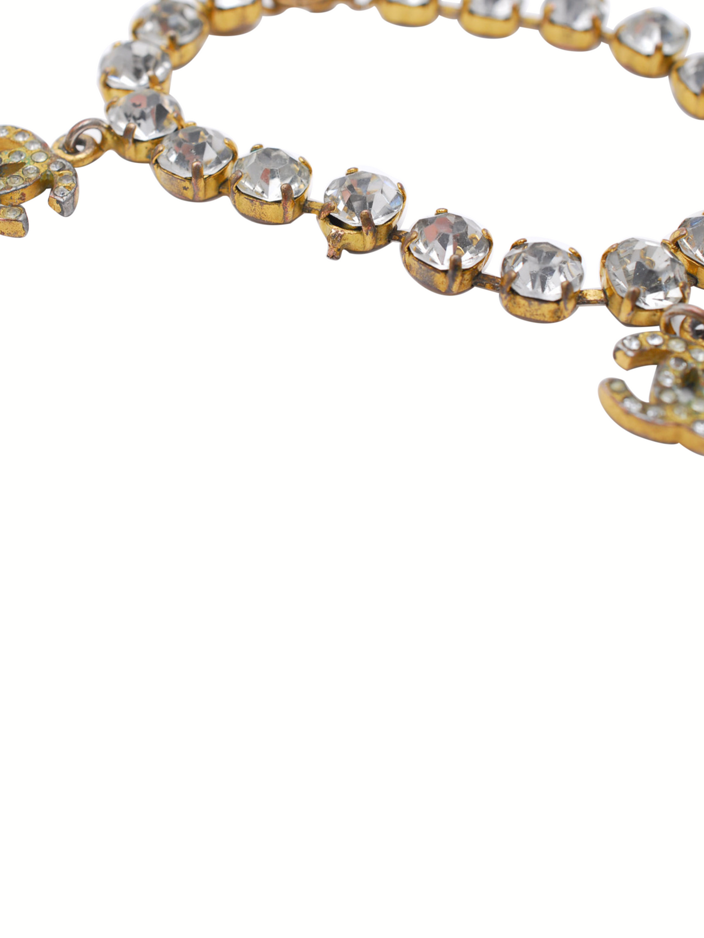 Chanel 2000s Gold and Rhinestone Bracelet