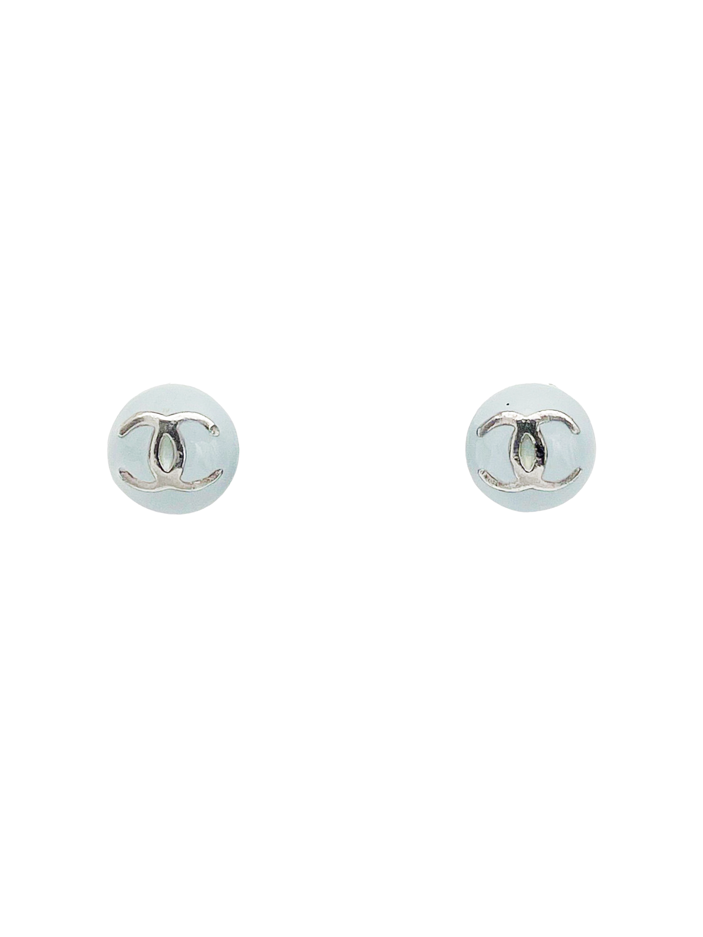 Chanel 2000s Mini Round Coco Blue Earring