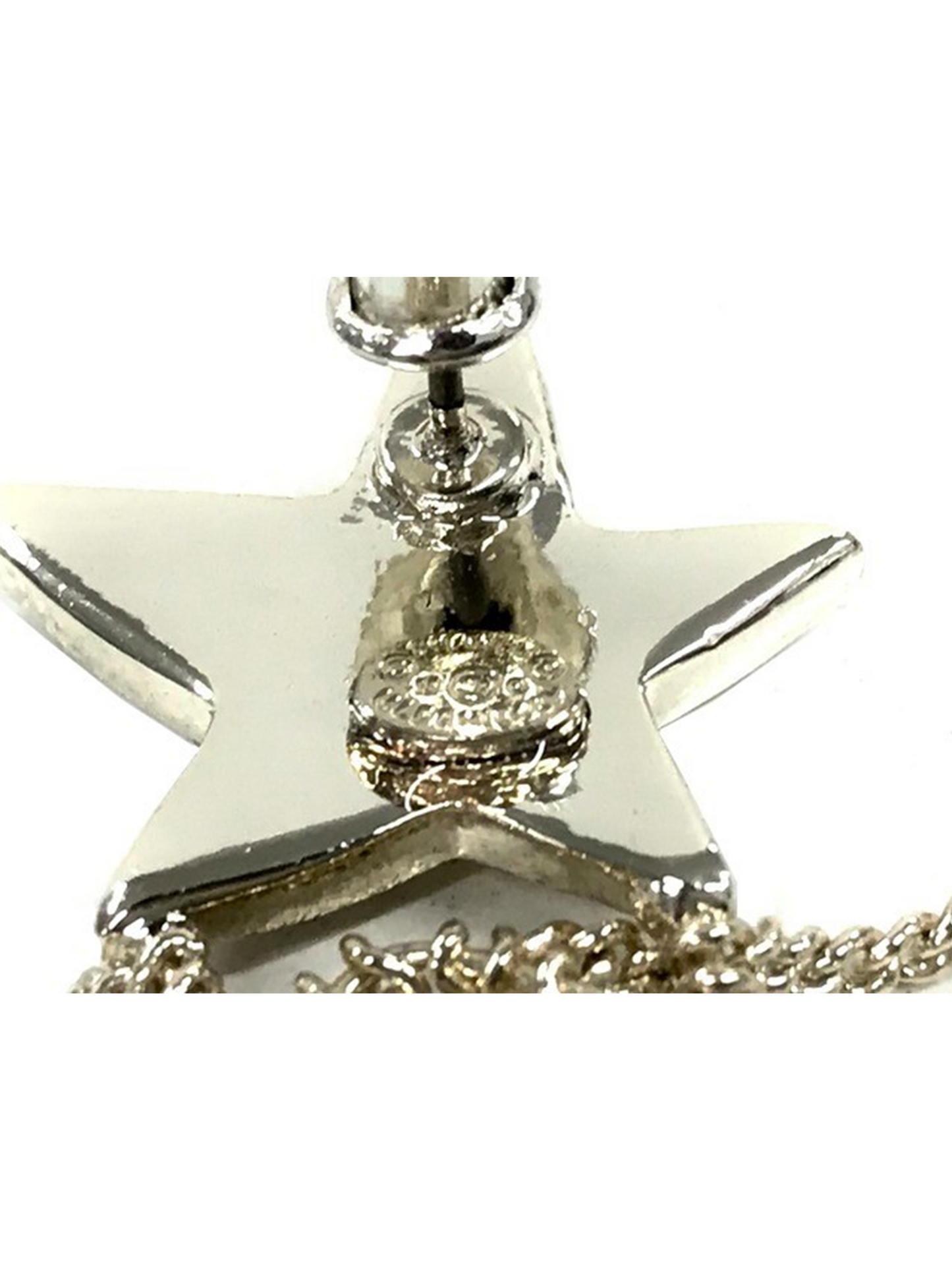 Chanel Siver Star Rhinestone Dangle Earrings