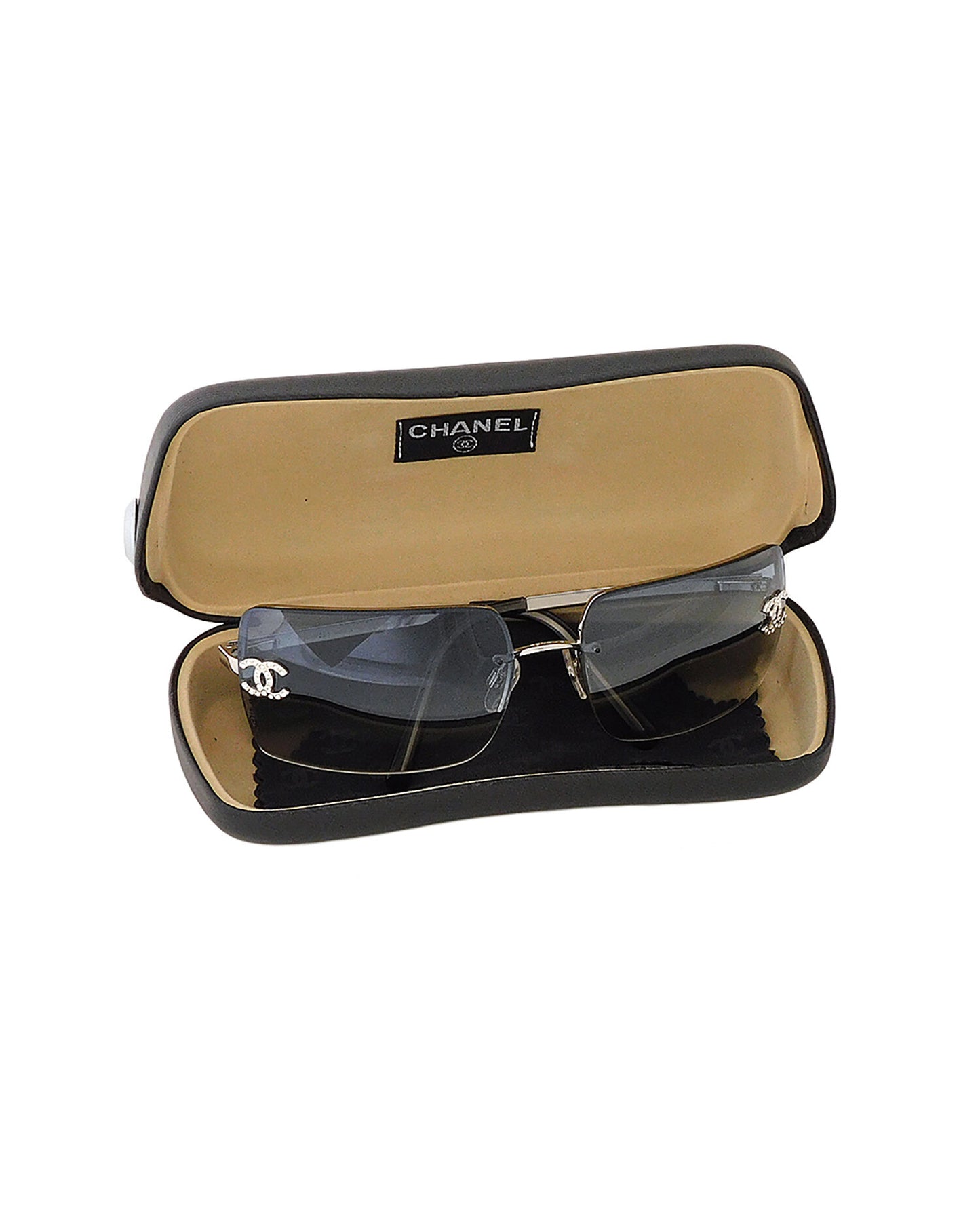 Chanel 2000s Gradient Blue Visor Rhinestone Sunglasses