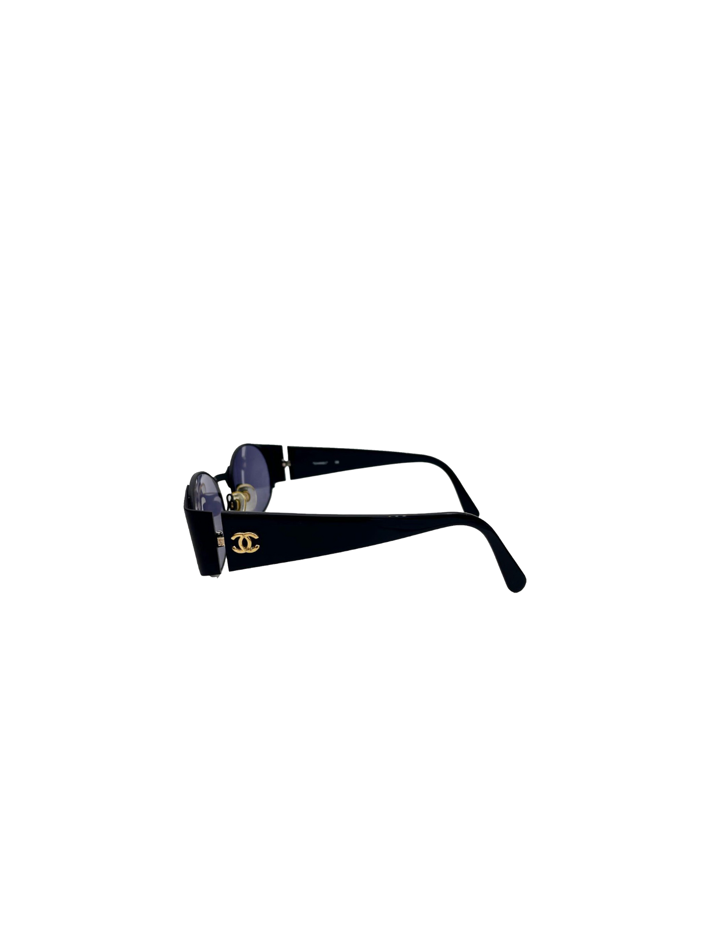 Chanel 1995 Black Gold CC Logo Sunglasses