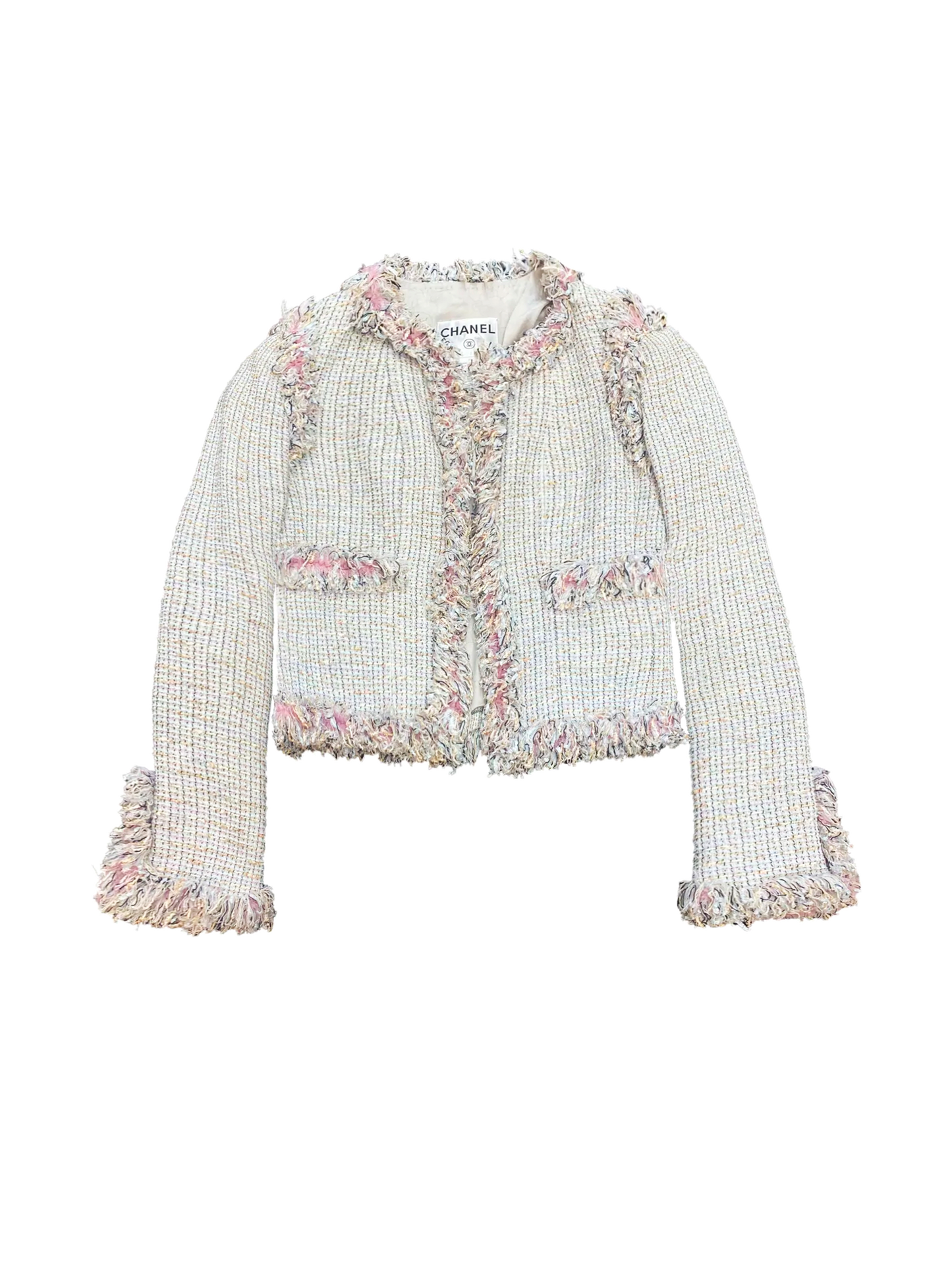 Chanel 2004 Pastel Tweed Jacket with Pearl CC Buttons