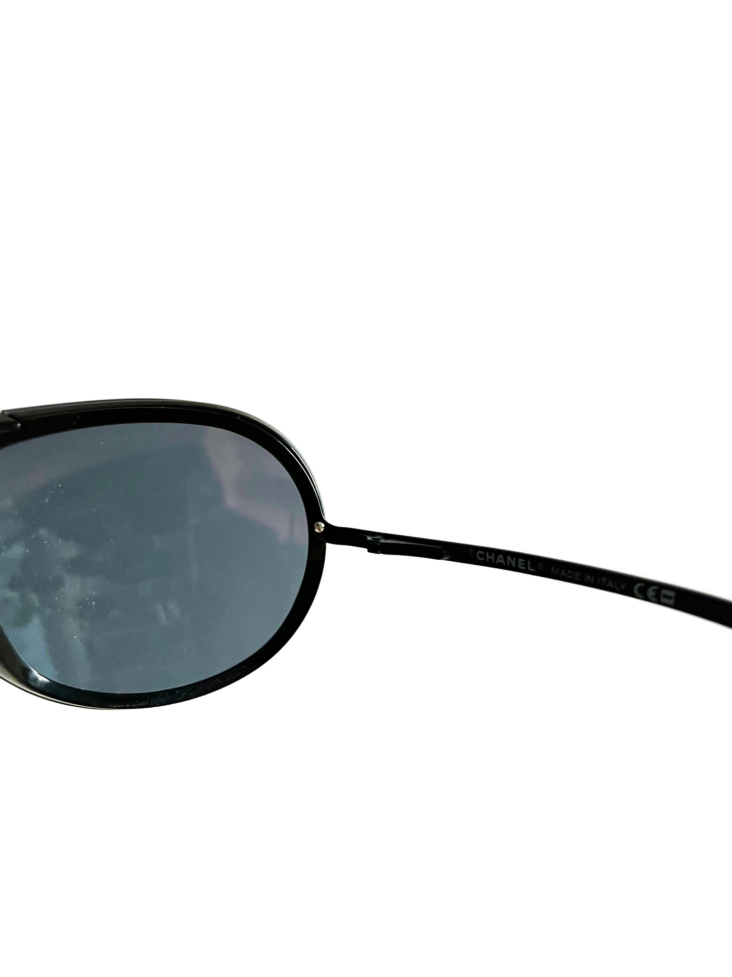 Chanel 1990s Black Sports Aviator Sunglasses
